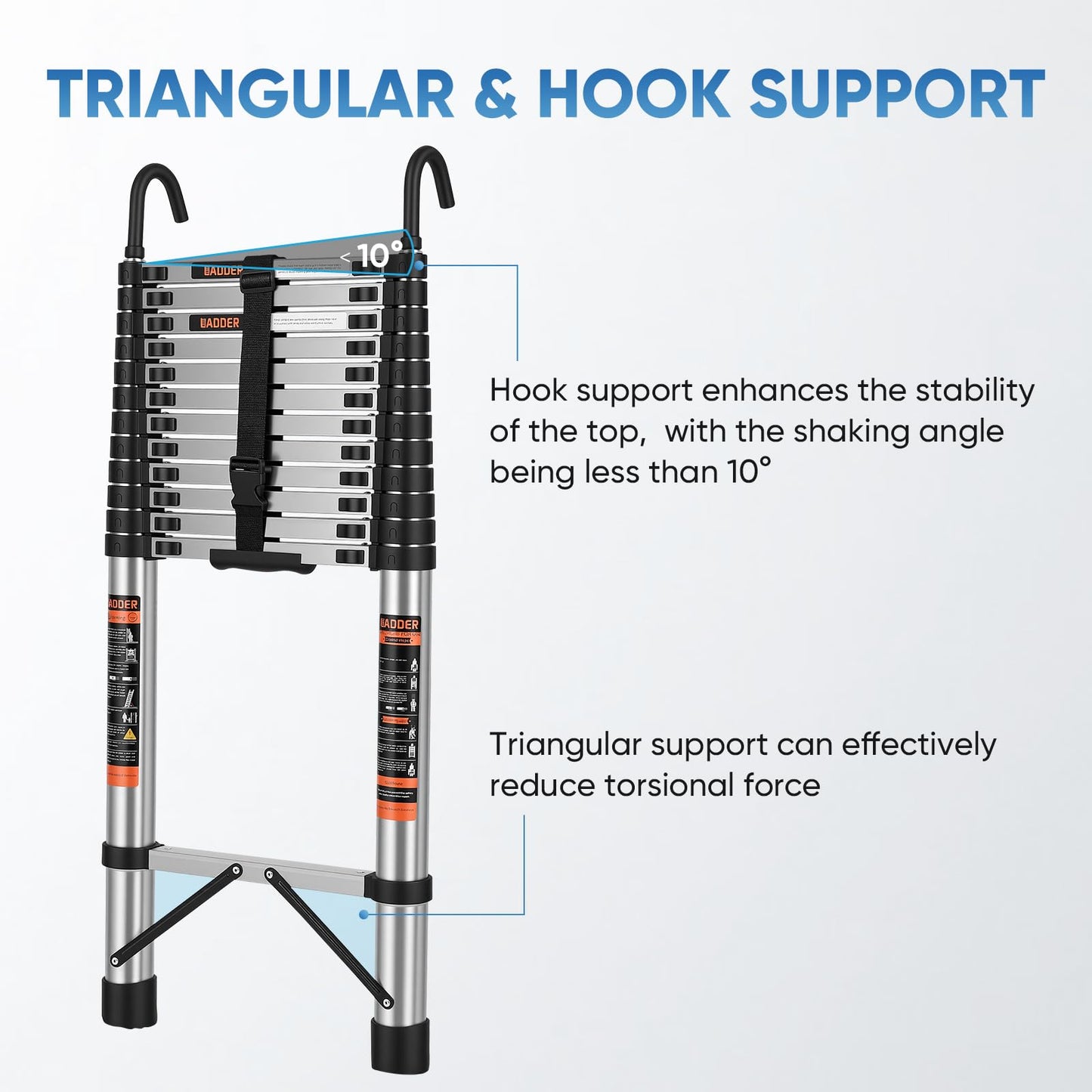 Telescoping Ladder – 16.5 ft Extension Ladder with Hooks, Multi-Position Collapsible Ladder, RV Ladder with Hooks, Heavy Duty (330 lbs), for Home Roofs and Attics
