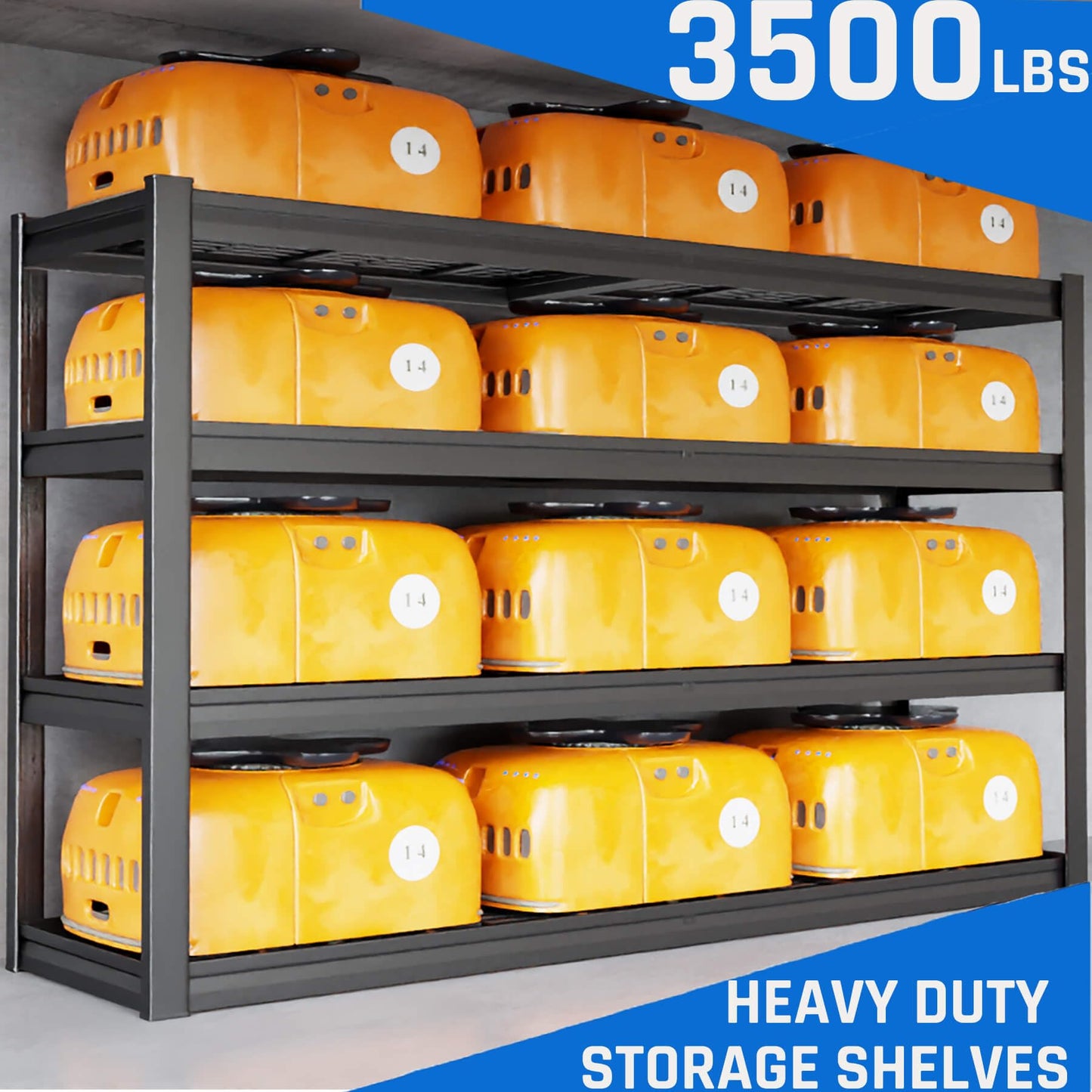 PMKES 67" W Garage Shelving Heavy Duty, 4 Tier Garage Shelves, 68" H Adjustable Storage Shelving Unit, Commercial Metal Shelves for Warehouse, Basement, Shop, 67" W x 20" D x 68" H