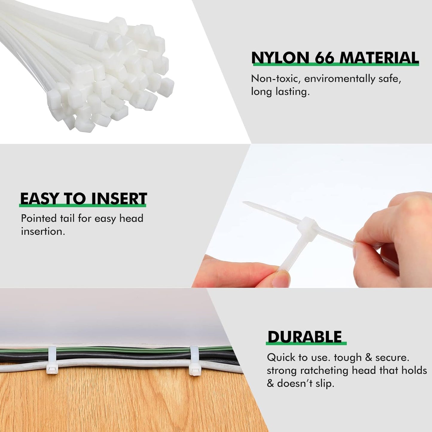 100 36 Inch Nuanchu Pcs White Zip Ties Heavy Duty Cable Ties for Indoor and Outdoor Binding Fences, Awnings Tying