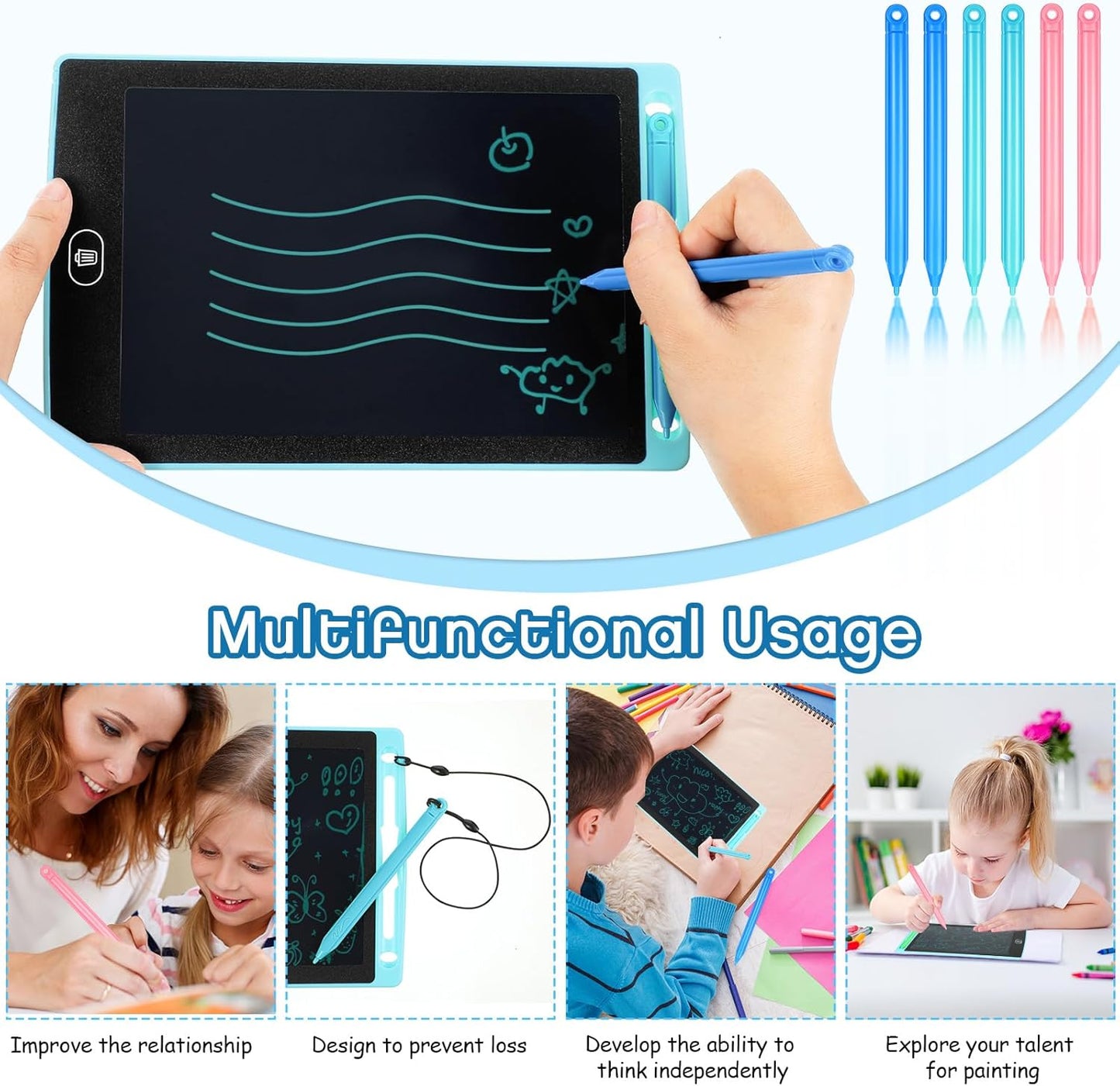 Chinco 6 Pad,3 Pcs LCD Writing Tablet Pen Replacement for Kids Drawing Tablet Doodle Board Kids Stylus Pen for Drawing