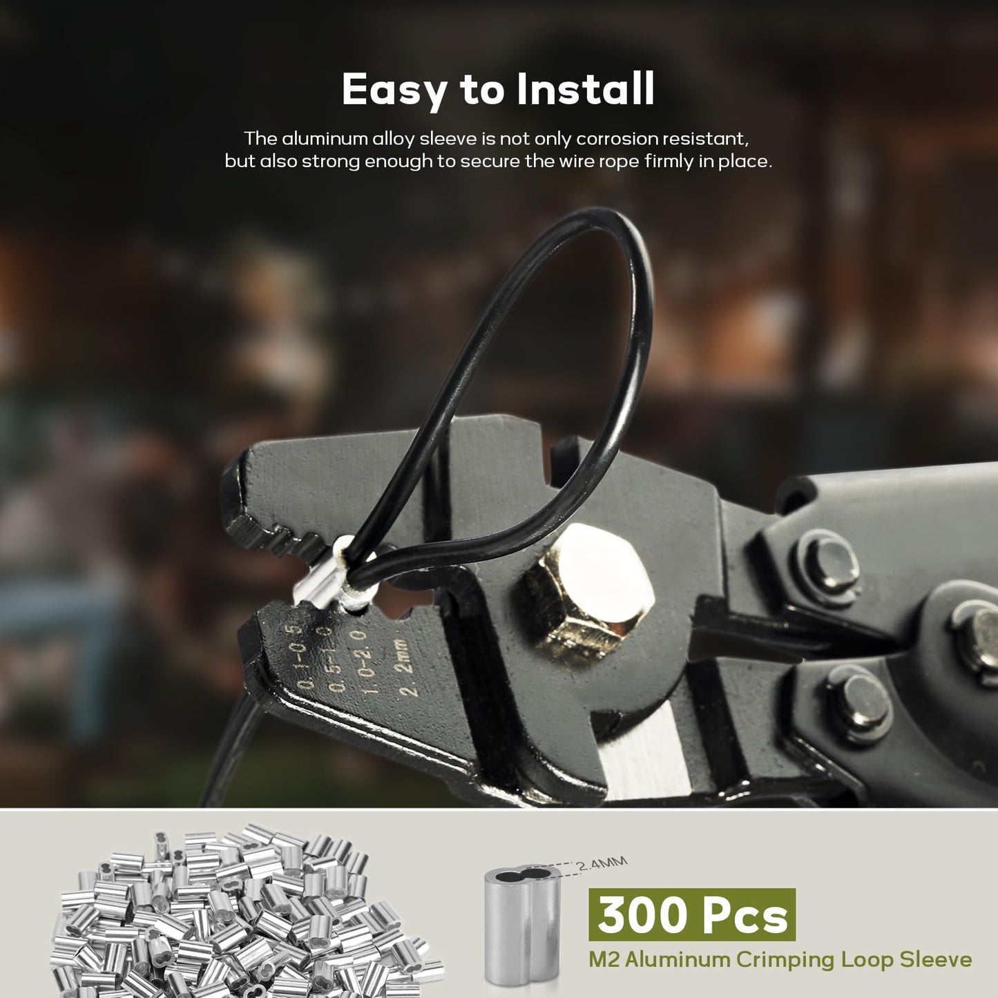 KALLSDY Vinyl Coated Wire Rope 1/16 Inch Overmolded to 3/32 Inch, 1000FT 304 Stainless Steel Cable with 300 Pcs Crimping Sleeves for String Light Hanging Kit, Clotheslines and Trellis Wire