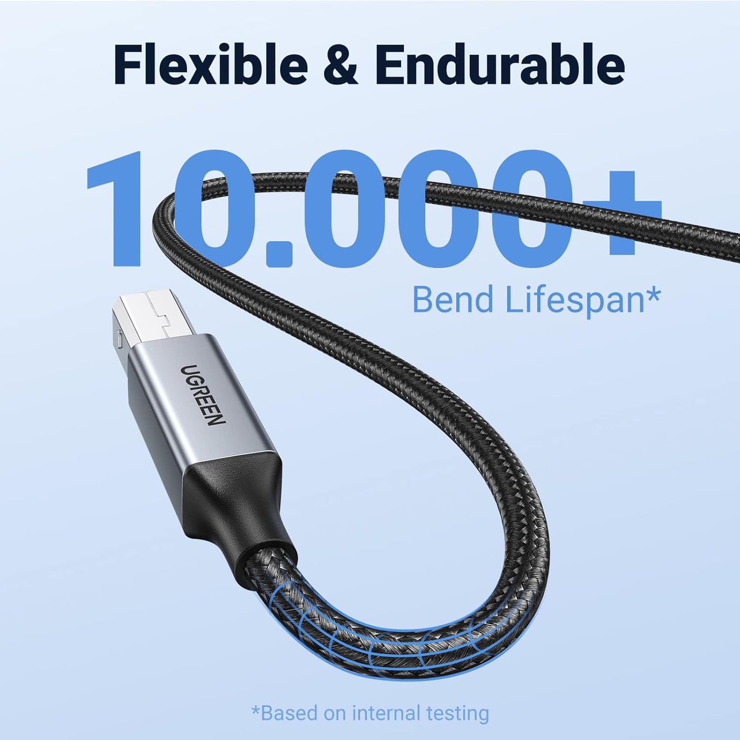 10 UGREEN Printer Cable, FT USB A to B, Nylon Braided USB B Scanner Cord Compatible with Epson, Canon, HP, Brother