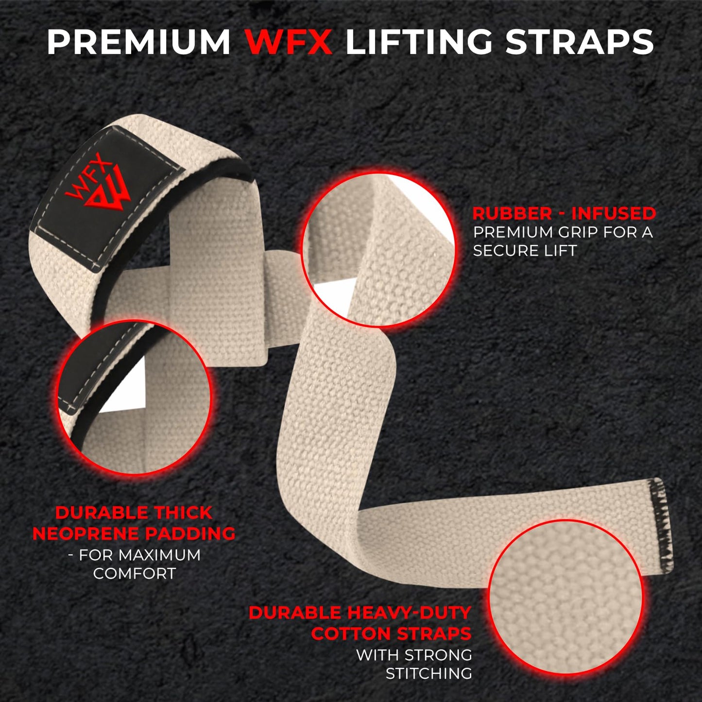 Weight Lifting Straps Wrist Support Padded Neoprene Gym Cross Training Hand Bar weightlifting Straps Fitness Bodybuilding Power Exercise Grips Deadlift Men Women (Half White)