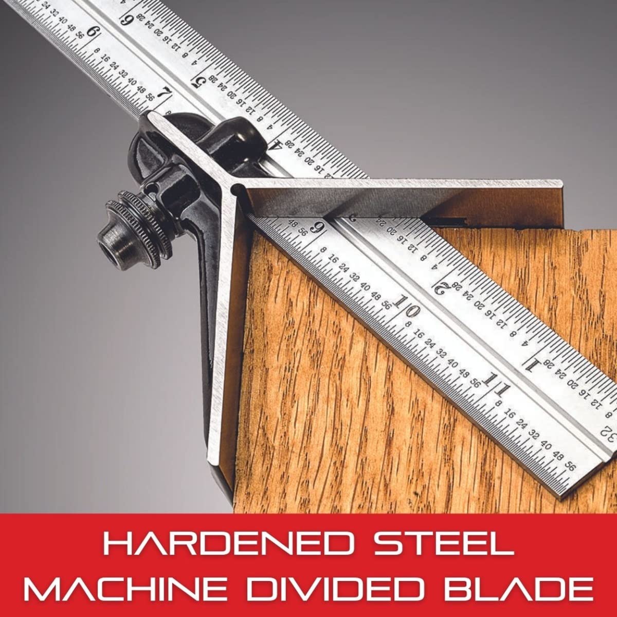 Starrett Combination Set with SLC, Square, Center and Reversible Protractor Head - 12" Blade Length, Forged and Hardened Steel Heads, 4R Graduation Type - C434-12-4RW/SLC