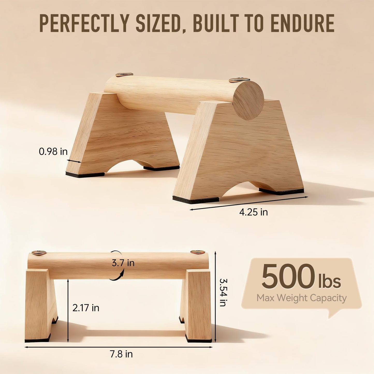 Wood Push up Bar, 2 PCS Parallettes Bars for Men Strength Training, Calisthenics Equipment for Handstand Training (wood, 20cm)