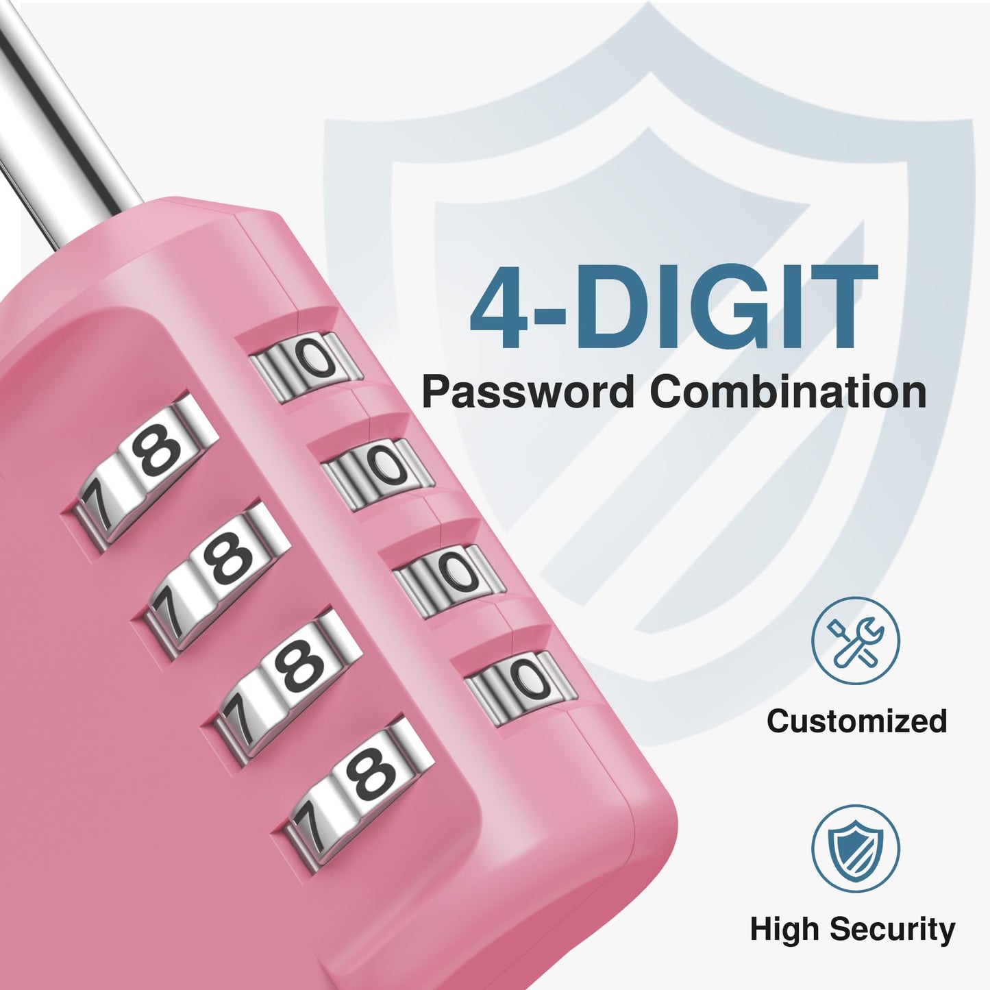 Puroma Combination Lock 4 Digit Waterproof Locker Locks Secure Outdoor Padlock for Gym Lockers, Toolboxes, Gates, Fences, Storage, Sports Locker, Cabinets (Basic Pink Rose)