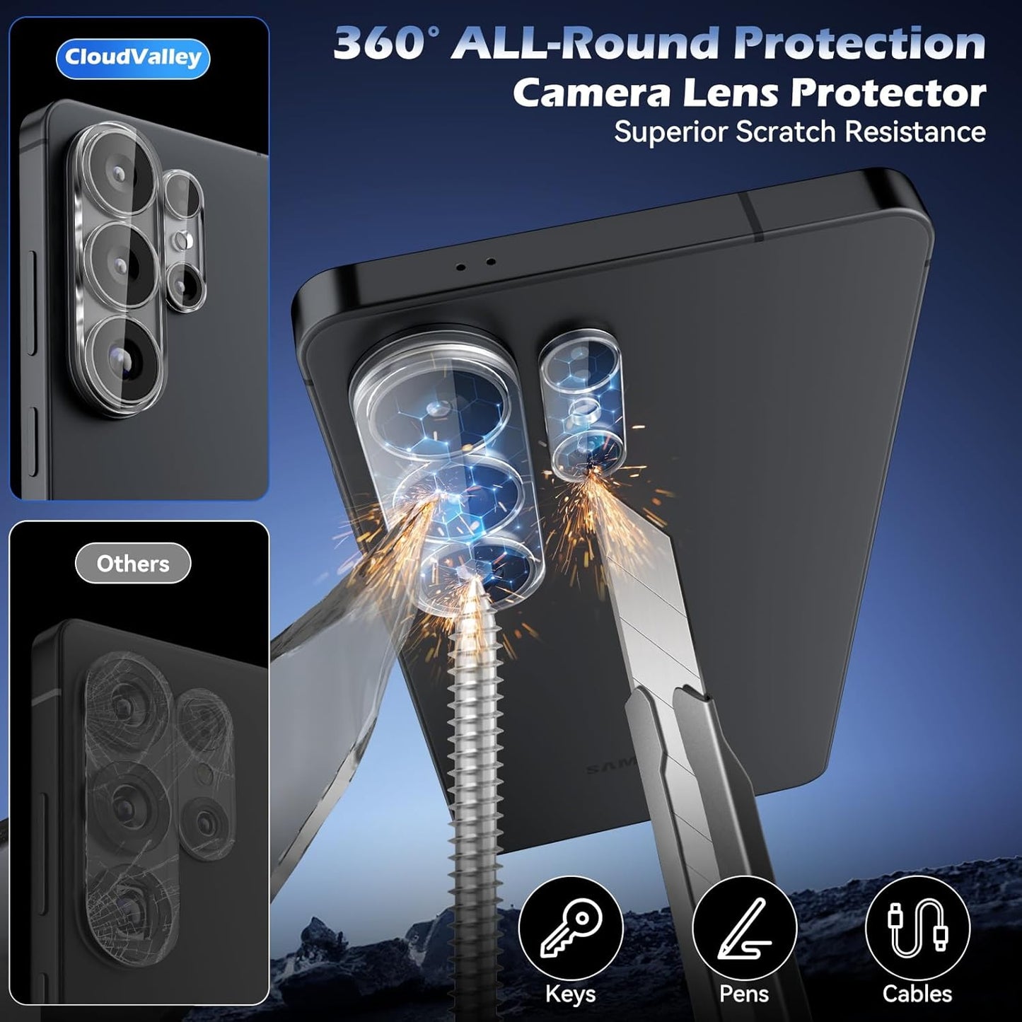 [4 Pack S26 6.9in 5G, 9H CloudValley Camera Lens Protector for Samsung Galaxy Ultra Tempered Glass Lens Cover