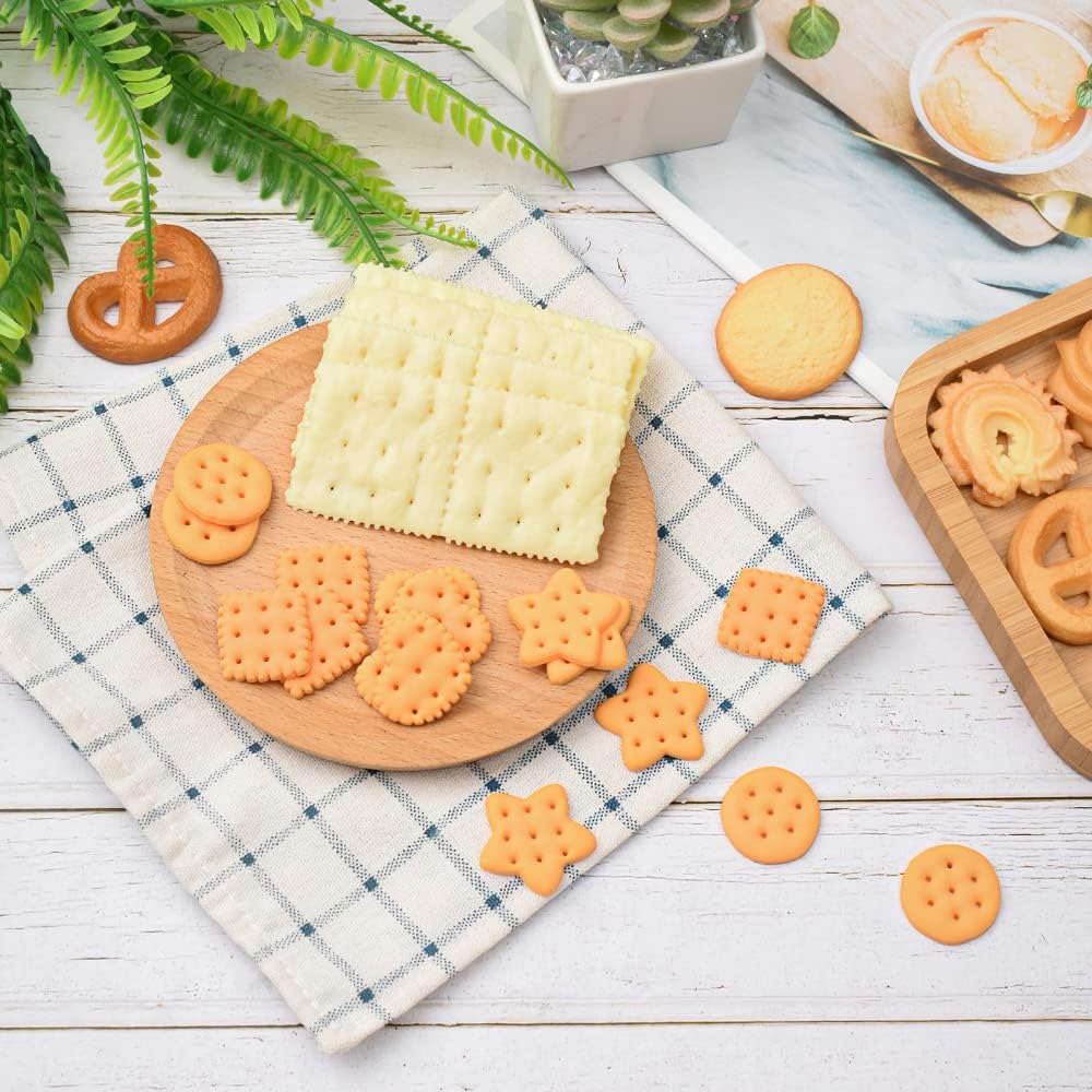 20Pcs 5 Fake Cookies, Styles Artificial Biscuits Simulation Realistic Dessert Crackers Food for Home Kitchen Shop