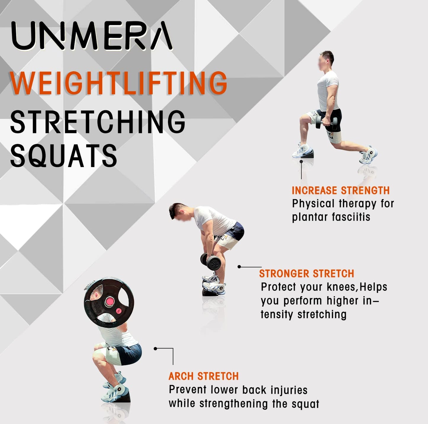 UNMERA Squat Wedge Block 6PCS Adjustable Non-slip Rubber Squat Ramp,squat Wedge For Heel Elevated Squat,Weight Lifting,Calf Stretcher, Deadlift Squat Improve Mobility Balance And Strength Performance