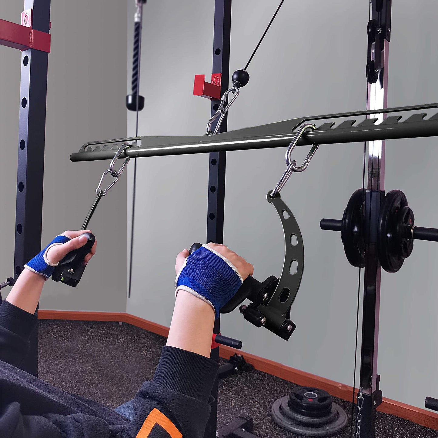 KORIKAHM LAT Pulldown Attachments for Cable Pulley System Machine, T-bar Row Landmine Attachment, Home Gym Fitness Spreader Bar, Multi-Grip Wide LAT Pull Down Bar, Neutral Grip Handle (BSP45678)