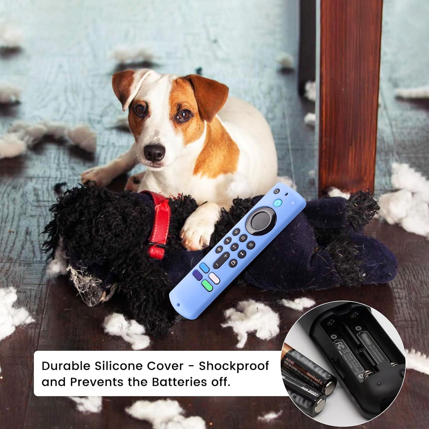 weishan 2-Pack Glowing Remote Cover, Silicone Protective Case with Lanyard, Glow Blue and Glow Purple, Compatible