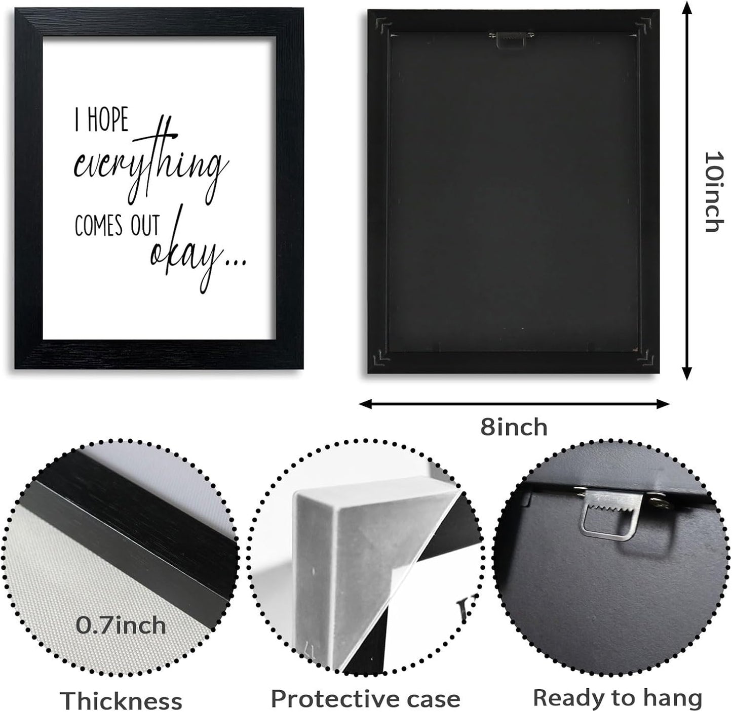 Pigort Funny Bathroom Sign - Black and White Wall Art Decor | 8x10 Inch Toilet Quote for Guest Room