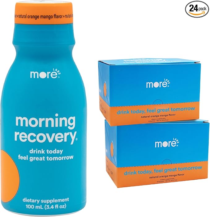 Morning Recovery Electrolyte, Milk Thistle Drink Proprietary Formulation to Hydrate While Drinking, Highly Soluble Liquid DHM, Non GMO, Vegan, Gluten-Free, Orange Mango, Pack of 24