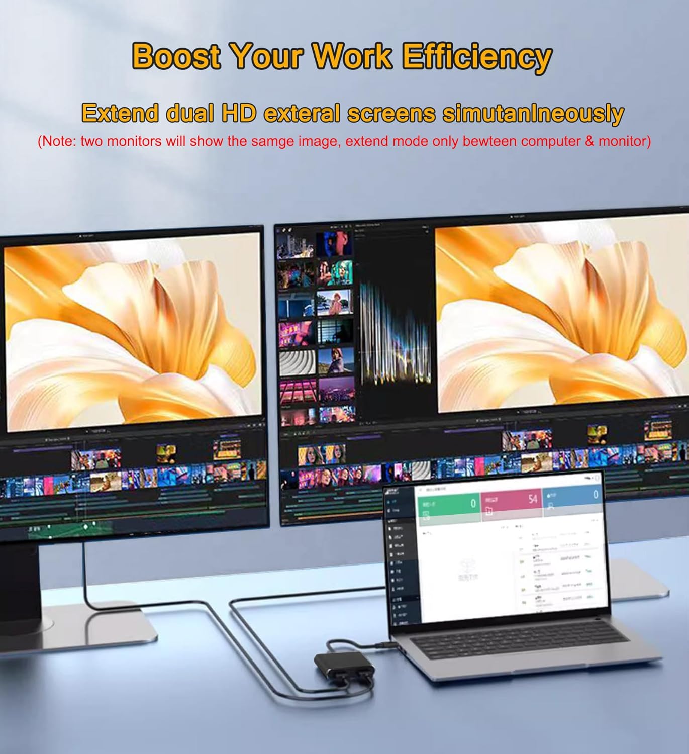 AKWOR 2 3.0 1920 1080P@60HZ USB to HDMI Adapter for Monitors, USB to Dual HDMI Adapter * Full HD Audio Video Graphics