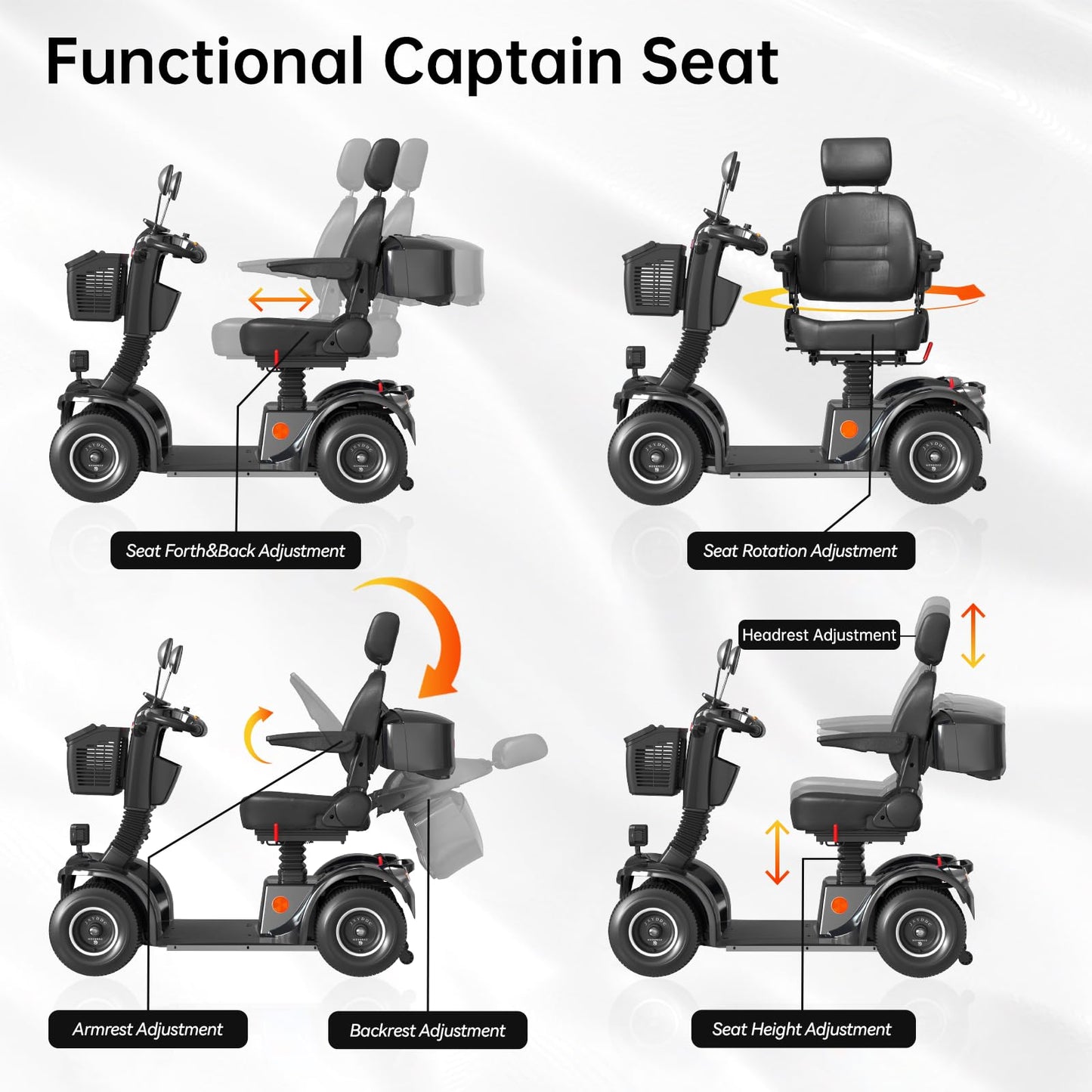 Mobility Scooters for Seniors and Adults, All-Terrain Mobility Scooter with Waterproof Cover, Heavy Duty 4-Wheel Electric Powered Mobility Cart Handicap Scooters, 1000W Motor