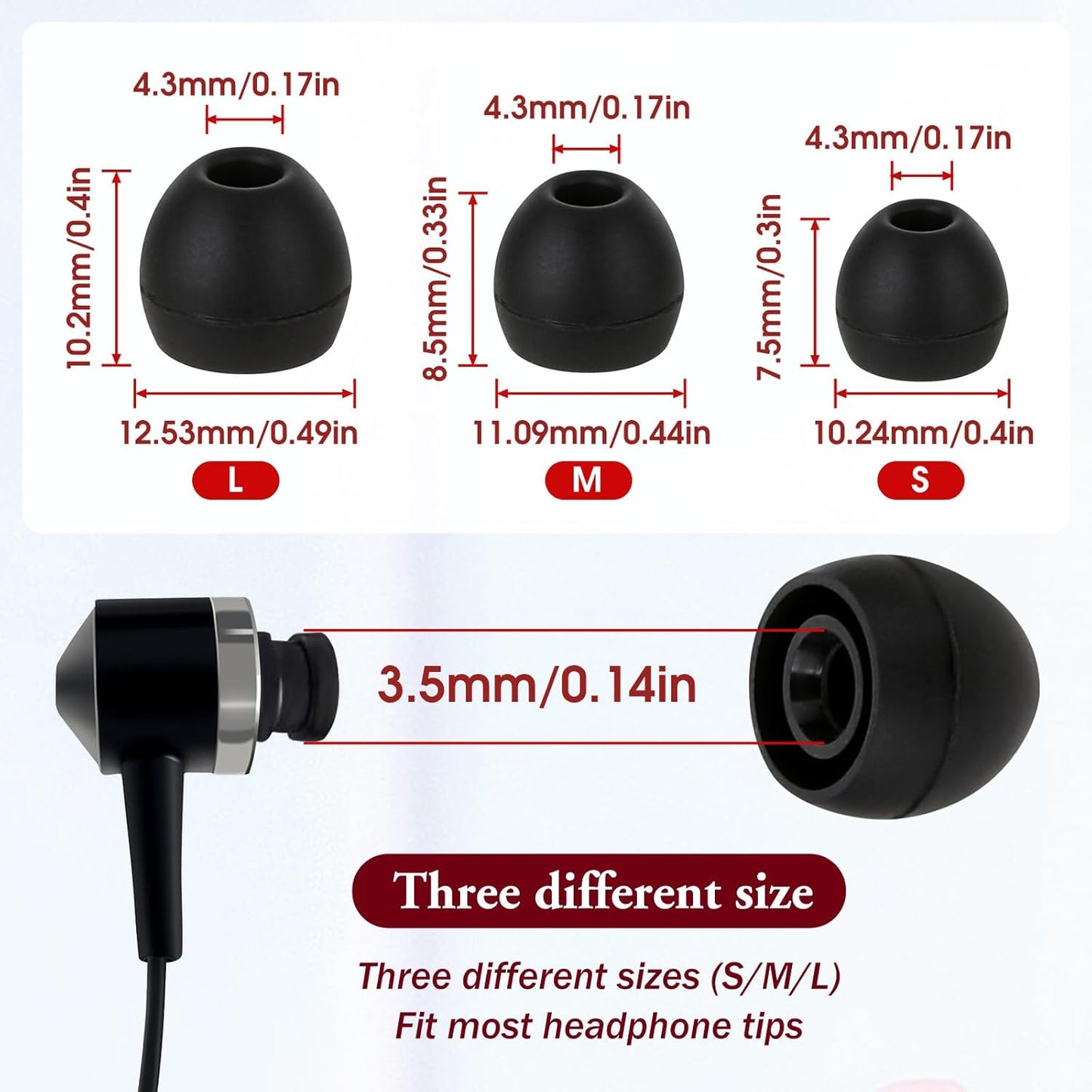 Hariendny 15 Pairs Silicone Ear Bud Replacement Pieces Earbuds Ear Tips Replacement Ear Bud Covers S/M/L Sizes Ear Gels