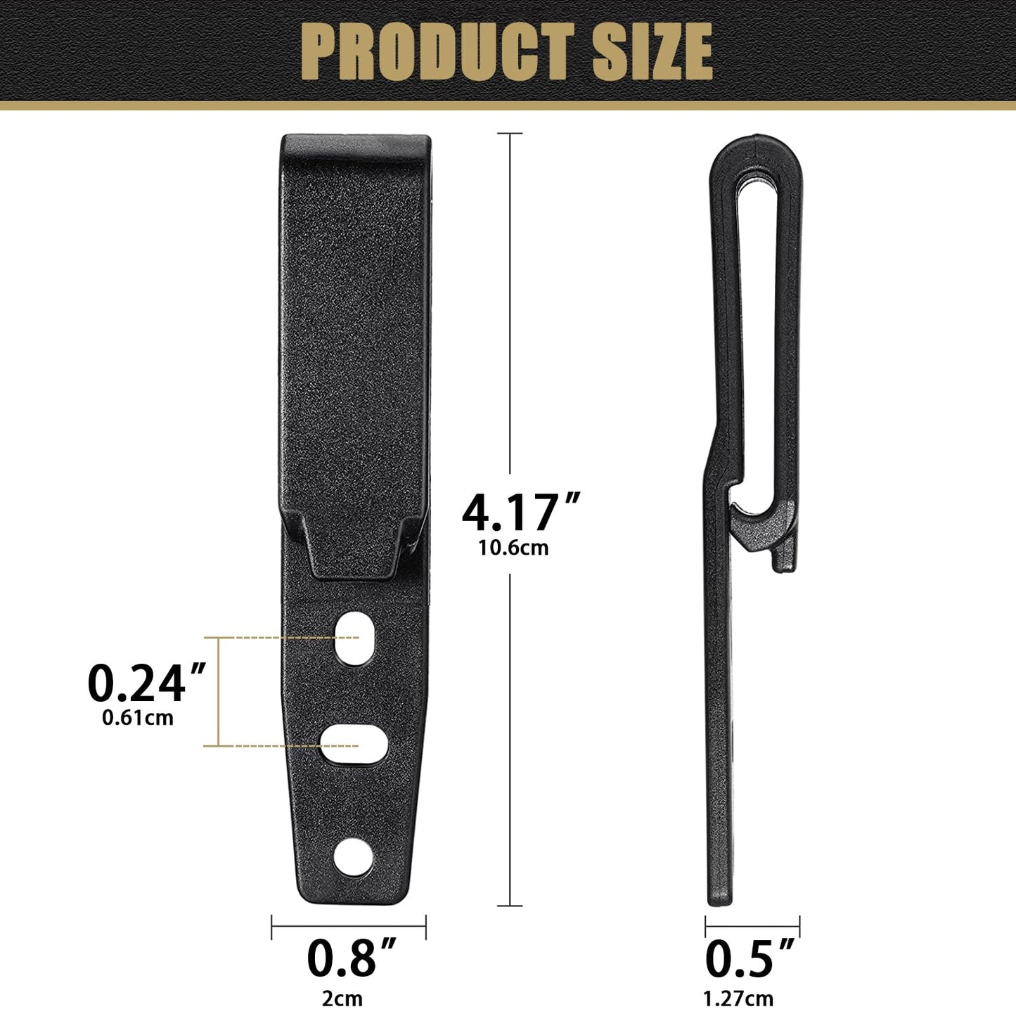 4-Pack Holster Belt Clips Knife Belt Clip Hardware with Screws Adjustable Kydex Holster Molle Adapter with Mounting Hardware 3 Hole Tactical Black for Outdoor Activity