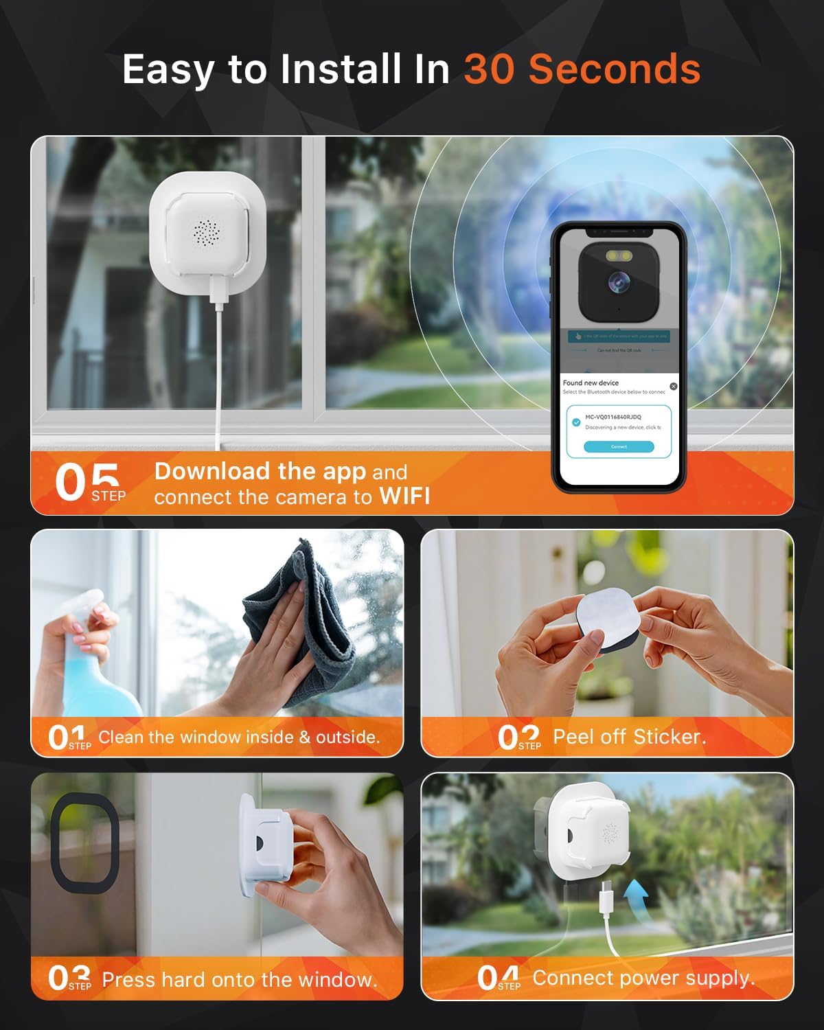 MyHive 2K 32GB 5G/2.4G 20+ 1 Pack Window Camera with SD Card, AI Night Vision WiFi Window Camera for Home Security, AI