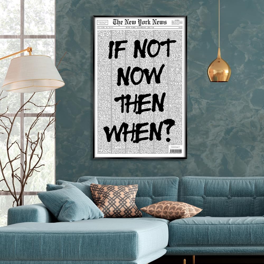 Positive Affirming Quotes Poster - Black and White Wall Art for Retro Apartment Decor | 24x36 Inch Unframed