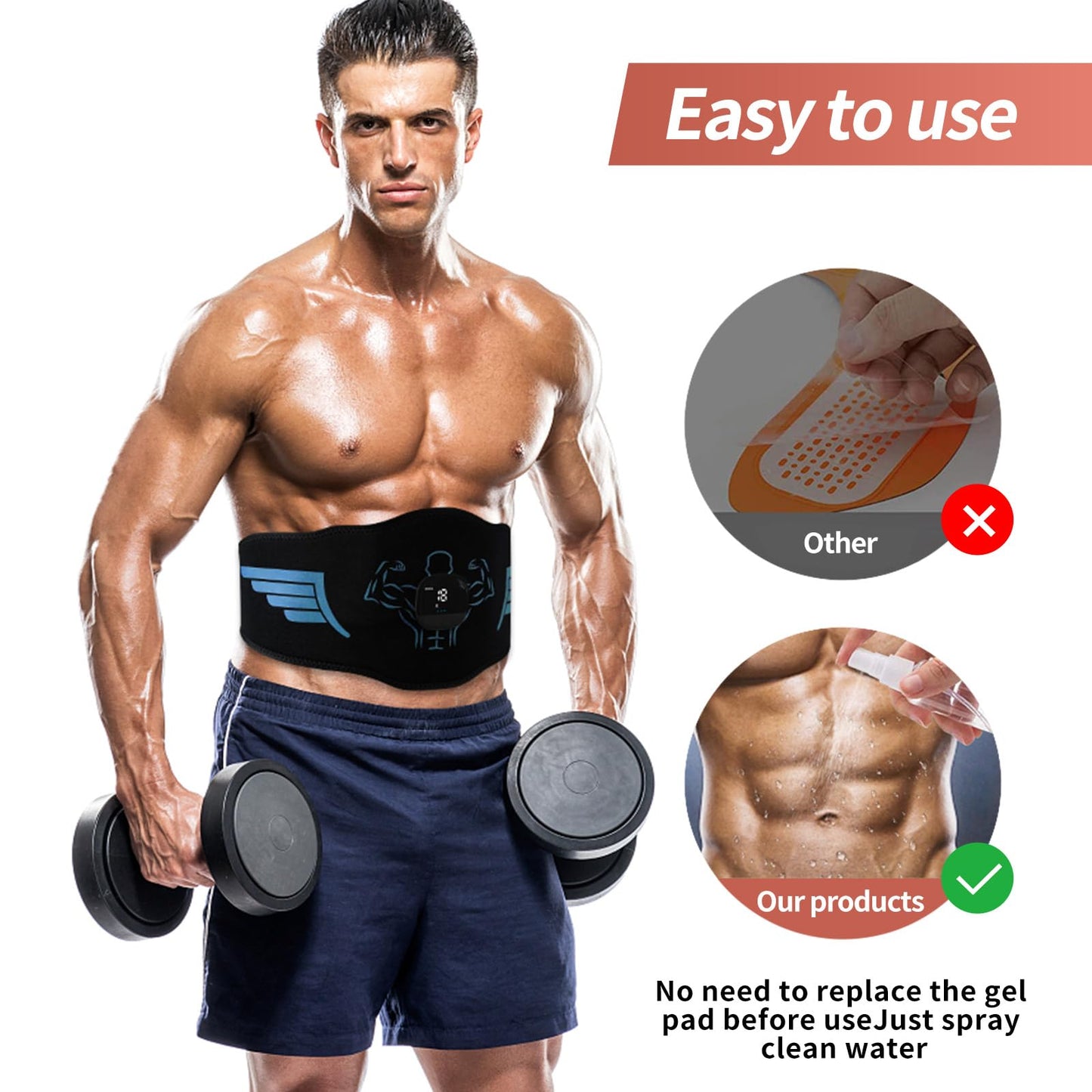 Kirlor Muscle Toner Abdominal ABS Training Workout Belt Body Abdominal Toning Gear Waist Trimmer Ab Workouts Intelligent Fitness Apparatus for Men Women Abdomen/Arm/Leg Home Office Exercise Black