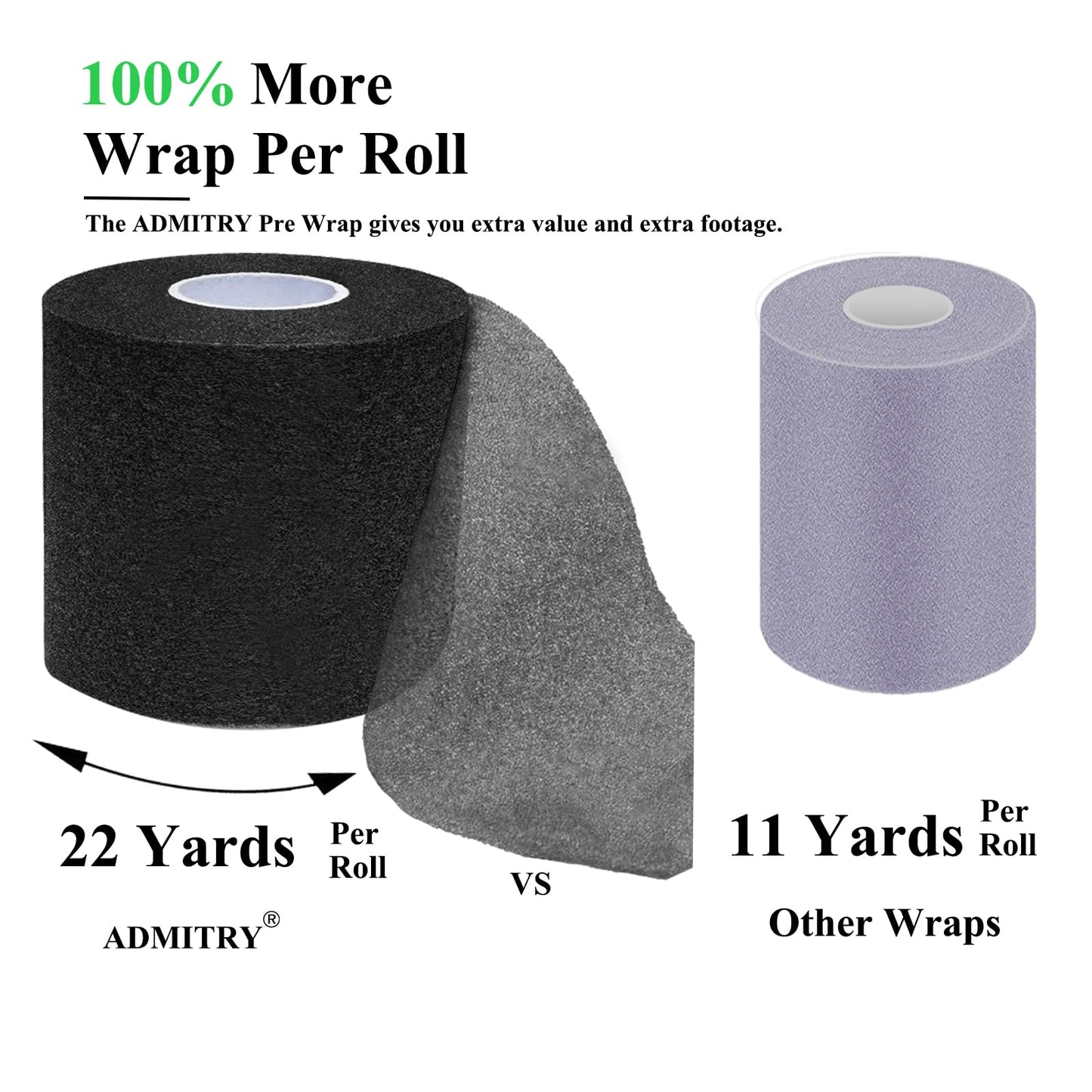 ADMITRY Pre Wrap Tape Athletic,3 Rolls X 22 Yards Blue Prewrap,Headbands for Hair,Foam Underwrap Sports Wrap