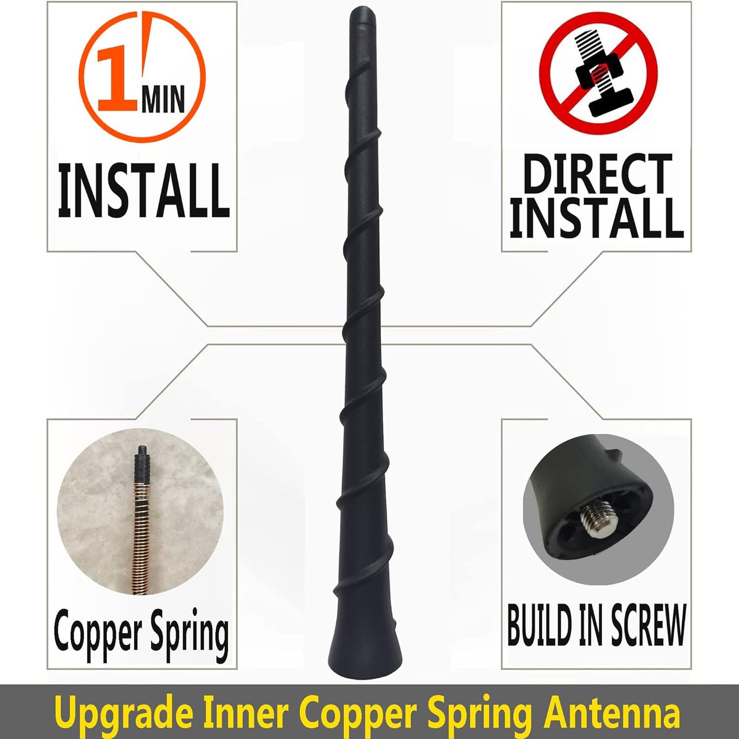 MINILAOMA 8 Inch 200 (2011-2014), 200 Rubber Antenna for Chrysler Chrysler Antenna - Car Wash Proof, Internal Copper