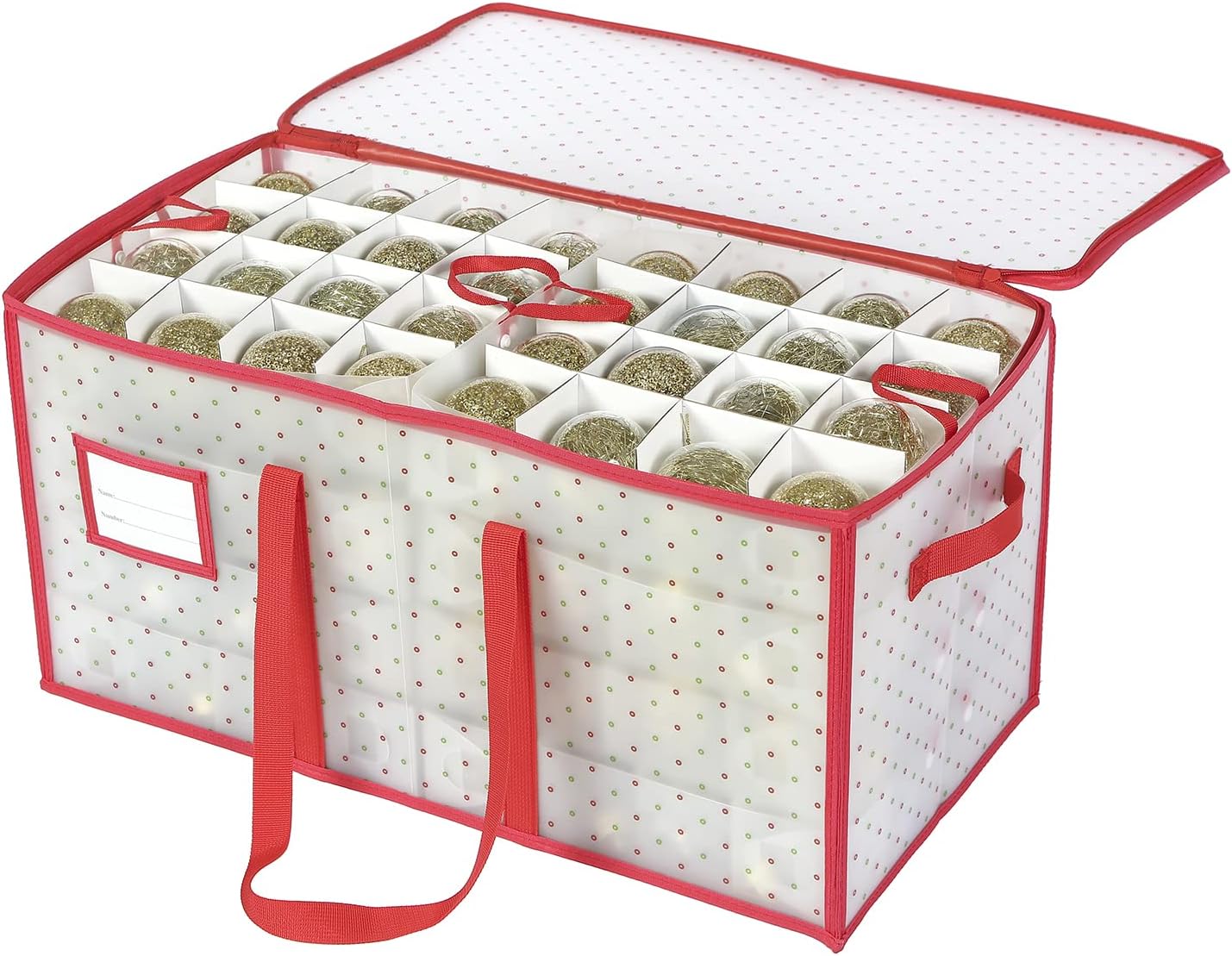 Sattiyrch Christmas Ornament Storage Box - Durable, Dust-Proof Organizer with Customizable Dividers | Holds 128 x 3-Inch Ornaments