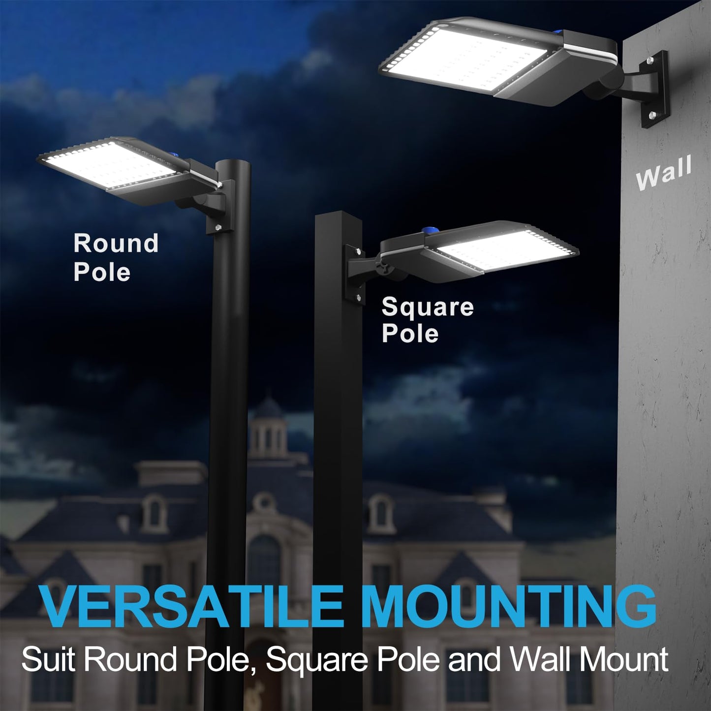 Lightdot 600W LED Parking Lot Lights 150000Lms (Eqv.2400W MH/HPS) 5000K LED Pole Lighting Dusk to Dawn Parking Lot Light with Arm Mount for 30~65Ft Height Roadways/Yard/Roadway/Backyard/Garage-2Pack