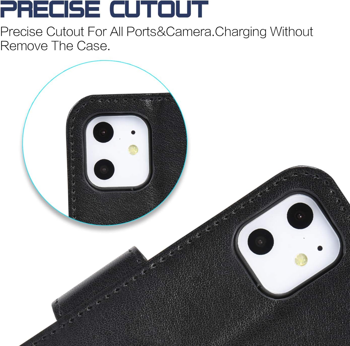 Arae 11 [4-Slots] 11 6.1 inch Case for iPhone Wallet Case Cover with Card Holder PU Leather with Wrist Strap