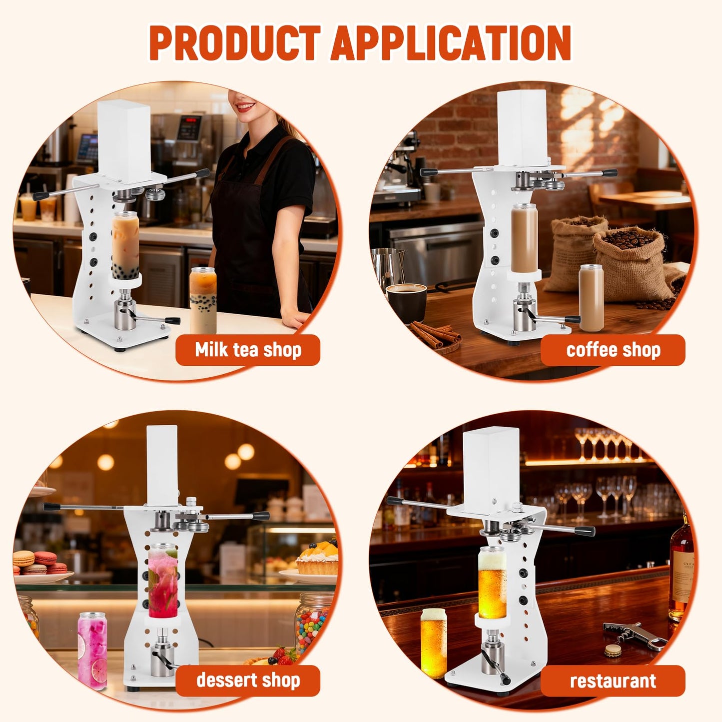 Electric Soda Can Sealer, Manual Press Cap Seamer 2.4-6.7'' Height Adjustable for Plastic/Aluminum/Tin Cans, 2.2-3.9'' Dia Can Sealing Machine for Home Brewing, Milk Tea, Juice Beverage Packaging
