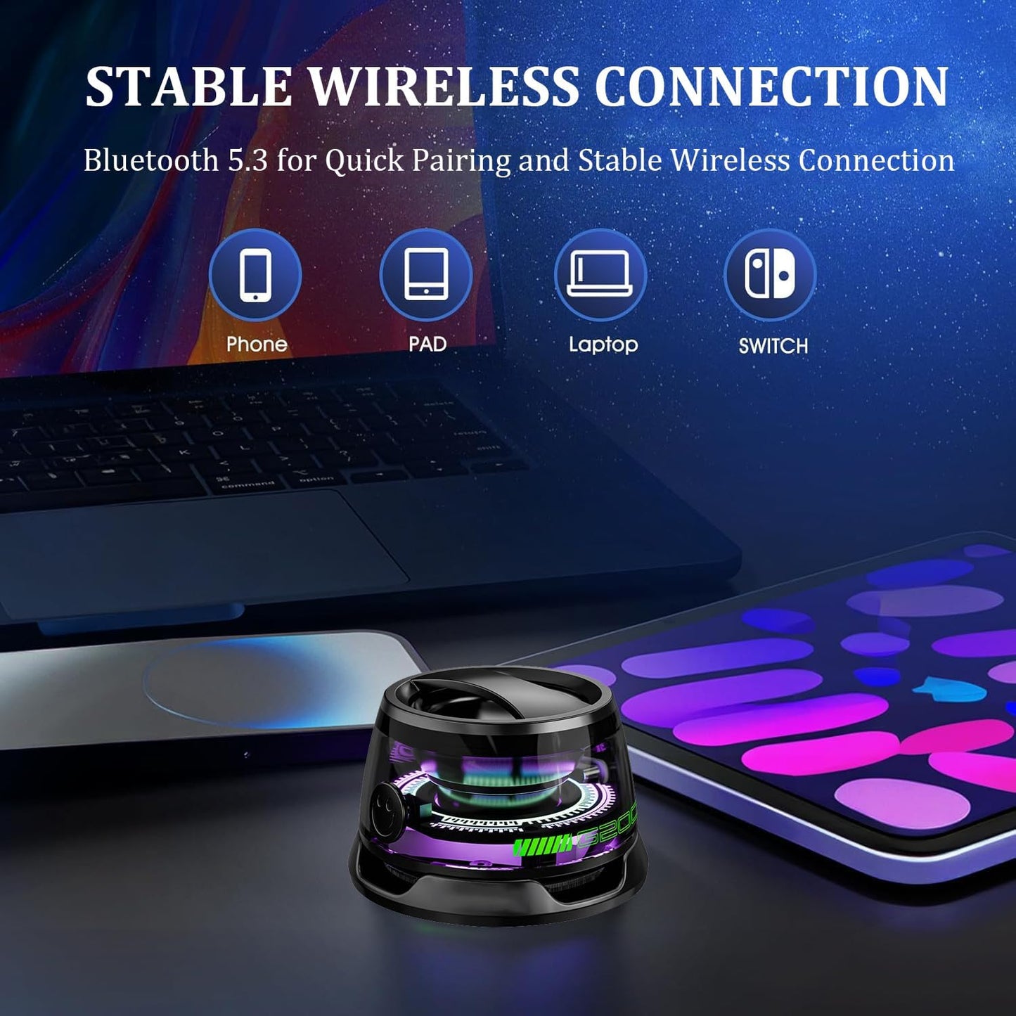 ZCNANDG G200 7H Multifunctional Magnetic Bluetooth Speaker, Portable Mini Bluetooth Speaker with Multi-RGB Color Light