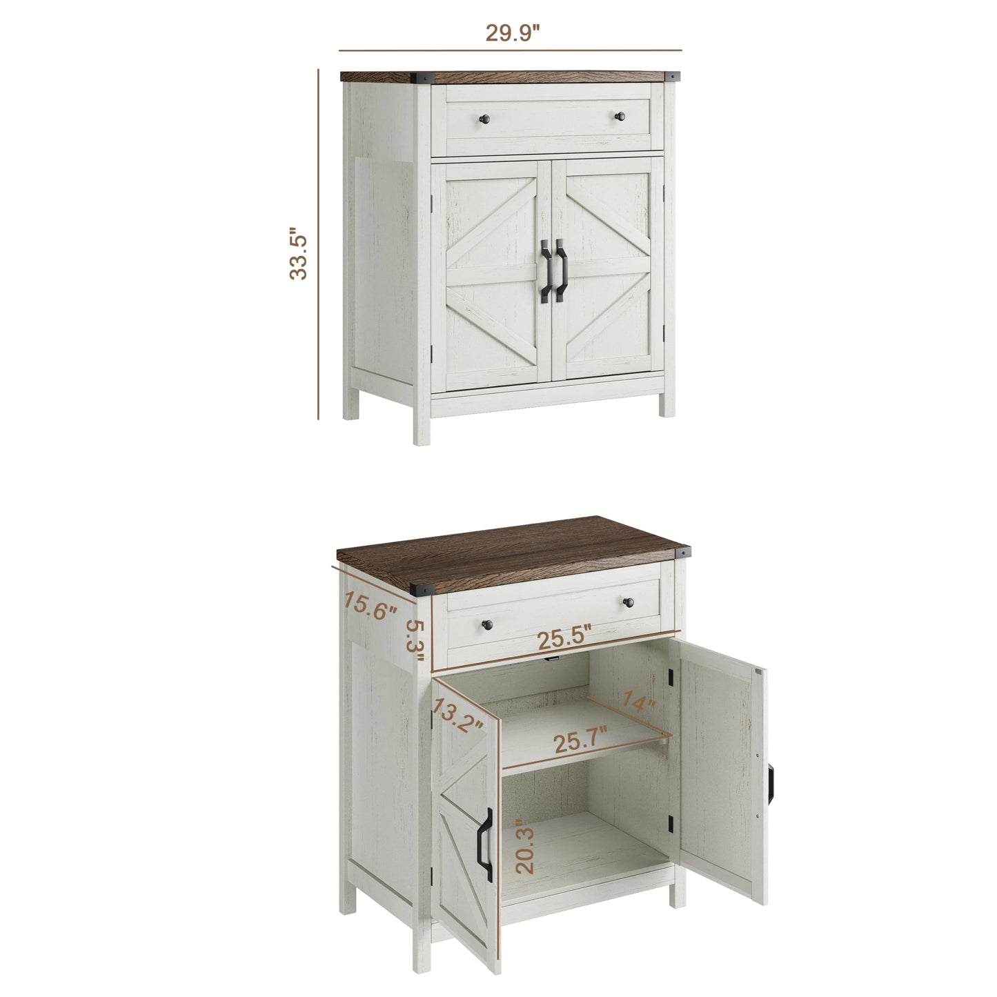 ChooChoo Kitchen Storage Cabinet, Coffee Bar Cabinet, Farmhouse Buffet Sideboard with Drawer for Kitchen, Living Room, White