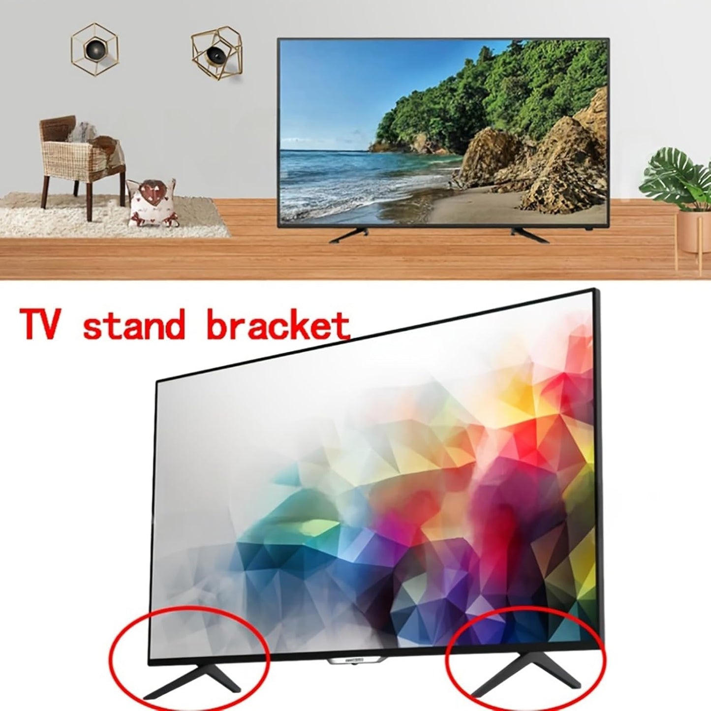 Dranvosk 65.62 85.3 Inch 2PCS Universal TV Stand Legs for to TVs Replacement TV Feet with Screws Easy Install Plastic