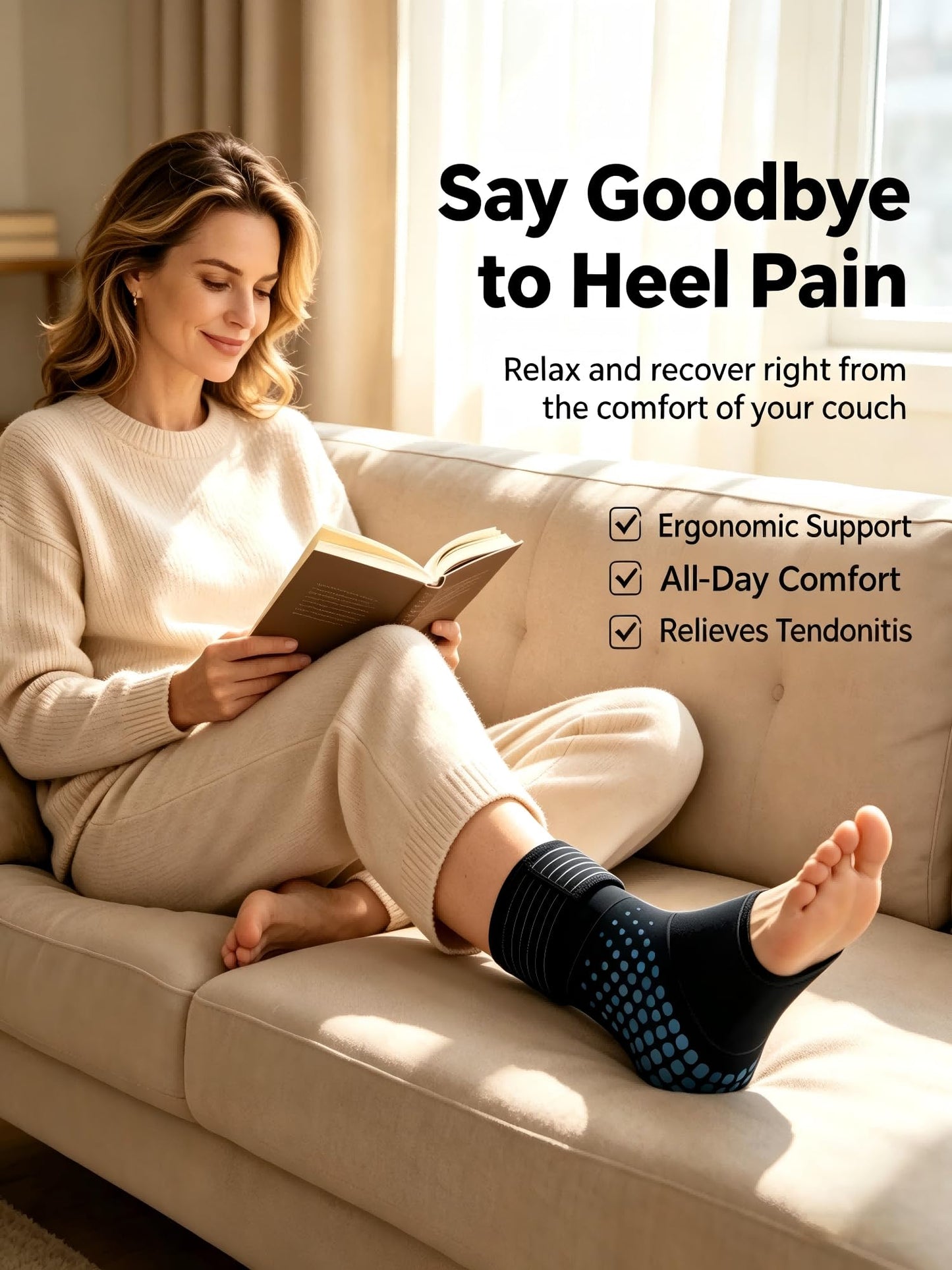 Adjustable Ankle Ice Pack Wrap, Reusable Hot & Cold Therapy Gel Foot Ice Pack for Swelling, Sprains and Plantar Fasciitis Relief, Flexible Achilles Tendonitis Support for Men & Women
