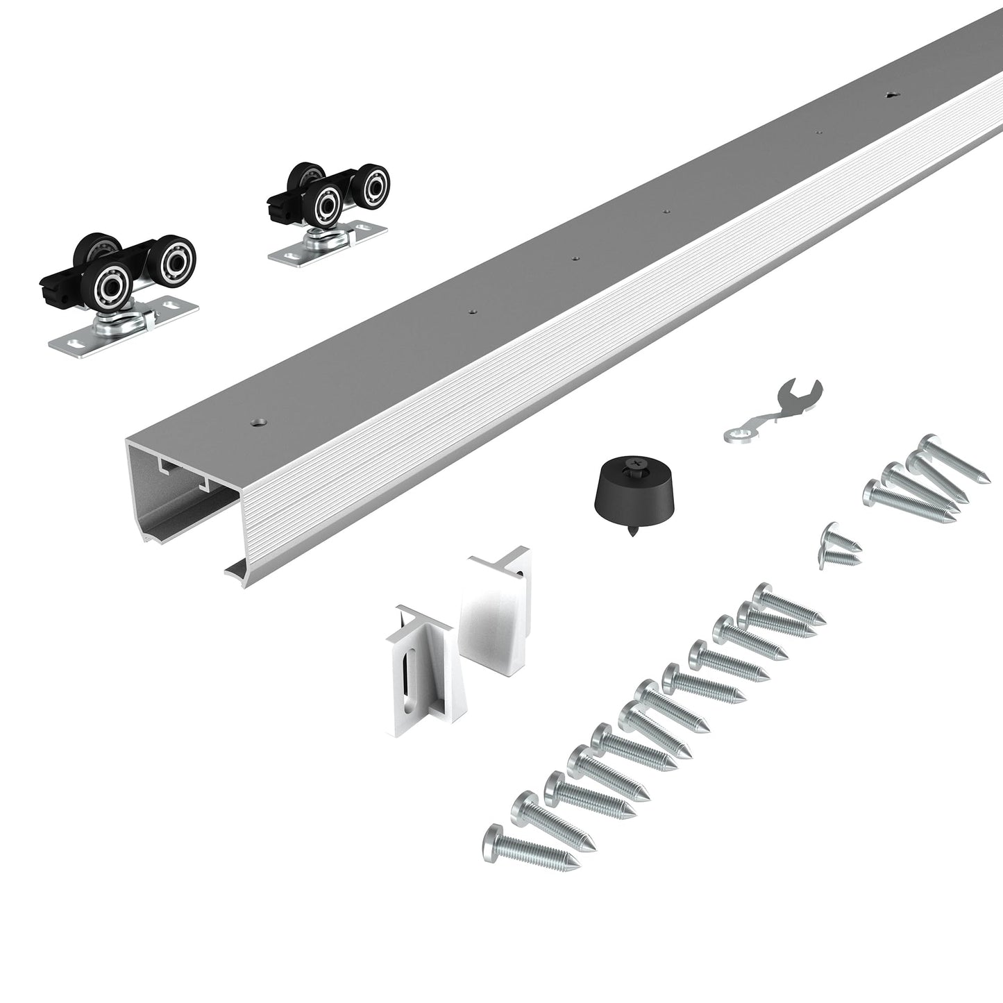 JUBEST 8FT Commercial Grade Pocket Door Hardware and Track Set, Sliding Door Hardware 92", Durable and Smoothly, Easy to Install