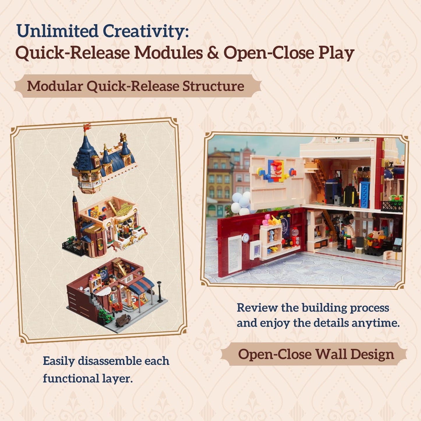 PANTASY Toy Shop Building Set for Adults, Nostalgic Modular Building with Detailed Facade & Interior Decoration, Creative Architecture Building Toy for Building Block and Design Lovers