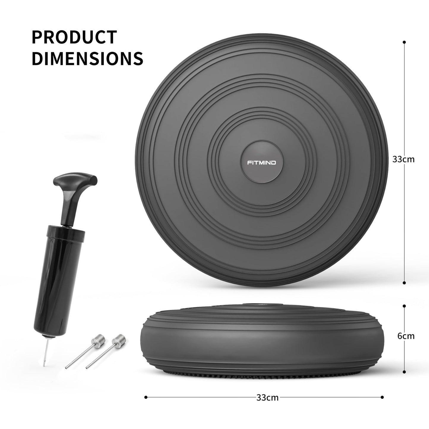 FITMIND Inflated Wobble Cushion,Dyna Disc,Circular Non-slip Texture for Comfortable Sitting,Wiggle Seat to Improve Posture, Fitness, Stability for Sensory Kids Adults,Balance Seat with Pump for Core Strength