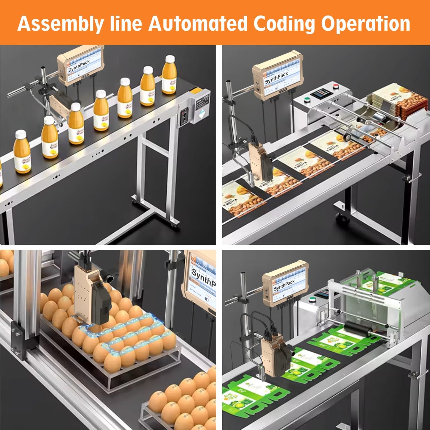 Automatic Inkjet Coding Machine for Production Line, 1200DPI 0.5inch Industrial Online Inkjet Printer with 42ml Quick-Drying Ink Cartridge for Date/Batch Number/QR Code/Barcode/Logo(1 Nozzle,SL1)