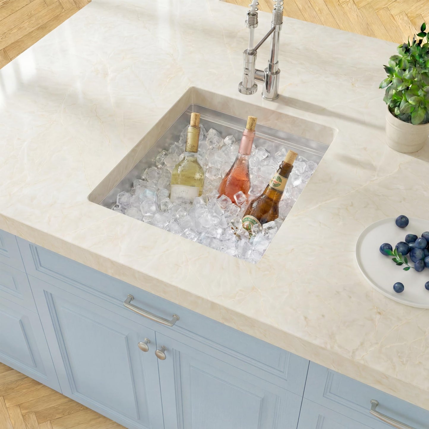 Lonsince Bar Sink Undermount 16 X 18 inch,16 Gauge Stainless Steel Bar Sink Offset Drain Design,Outdoor Small RV Sinks,Wet Bar Prep Sink with Workstatin (16" X 18")