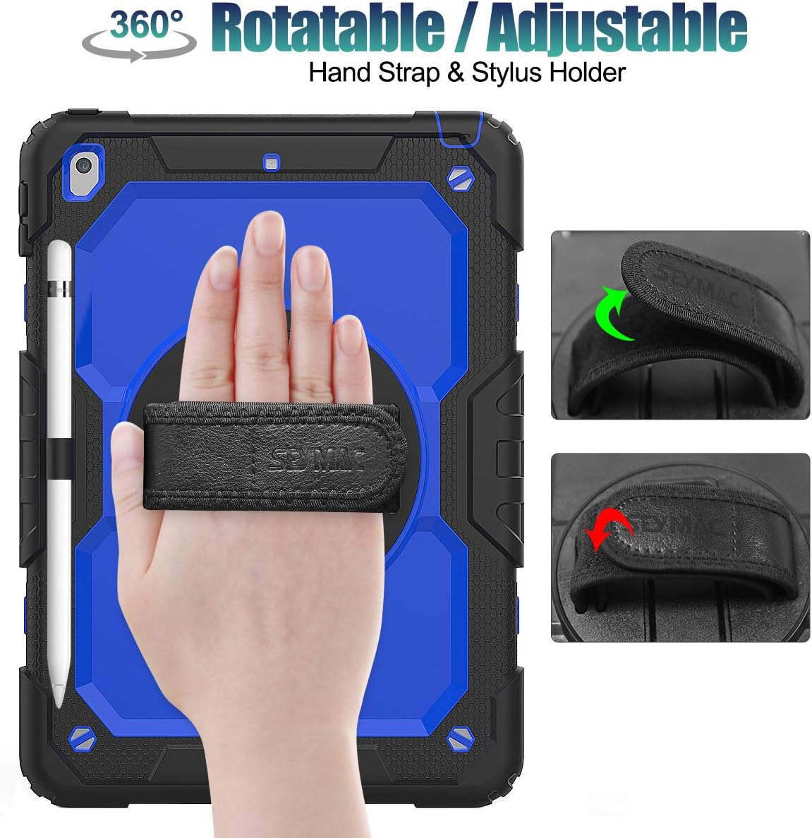 SEYMAC stock 9th/ 8th/ 7th 10.2'', [360 10.2 inch 2021-2019 Case for iPad Generation Shockproof with Screen Protector