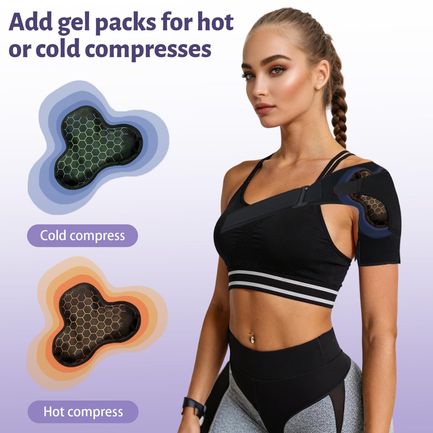 HSIWHV Shoulder Brace for Women, Rotator Cuff Shoulder Brace, Adjustable and Can be Worn Under Clothes, Free to Add Ice Packs for Men & Women, Left & Right