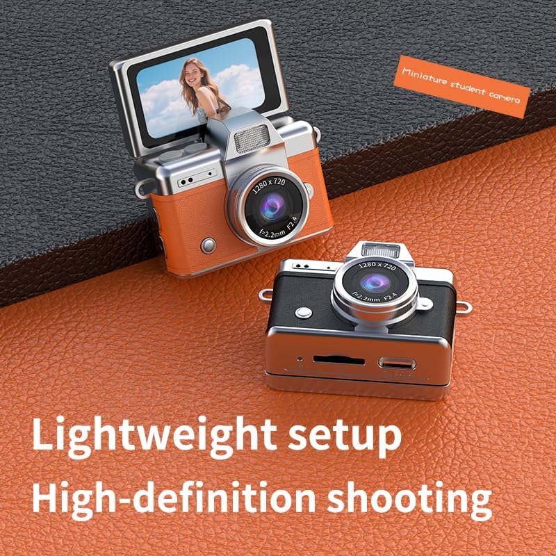 Generic 180 1.47 64GB Mini Keychain Digital Camera with Flip Selfie Screen - HD Portable Camera SD Card for Vlog Pocket