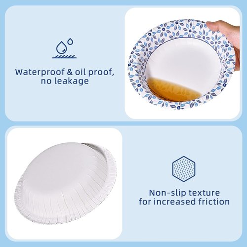 JOLLY CHEF 20 oz Heavy-Duty Paper Bowls - 160 Count Soak Proof Disposable Dinner & Lunch Bowls