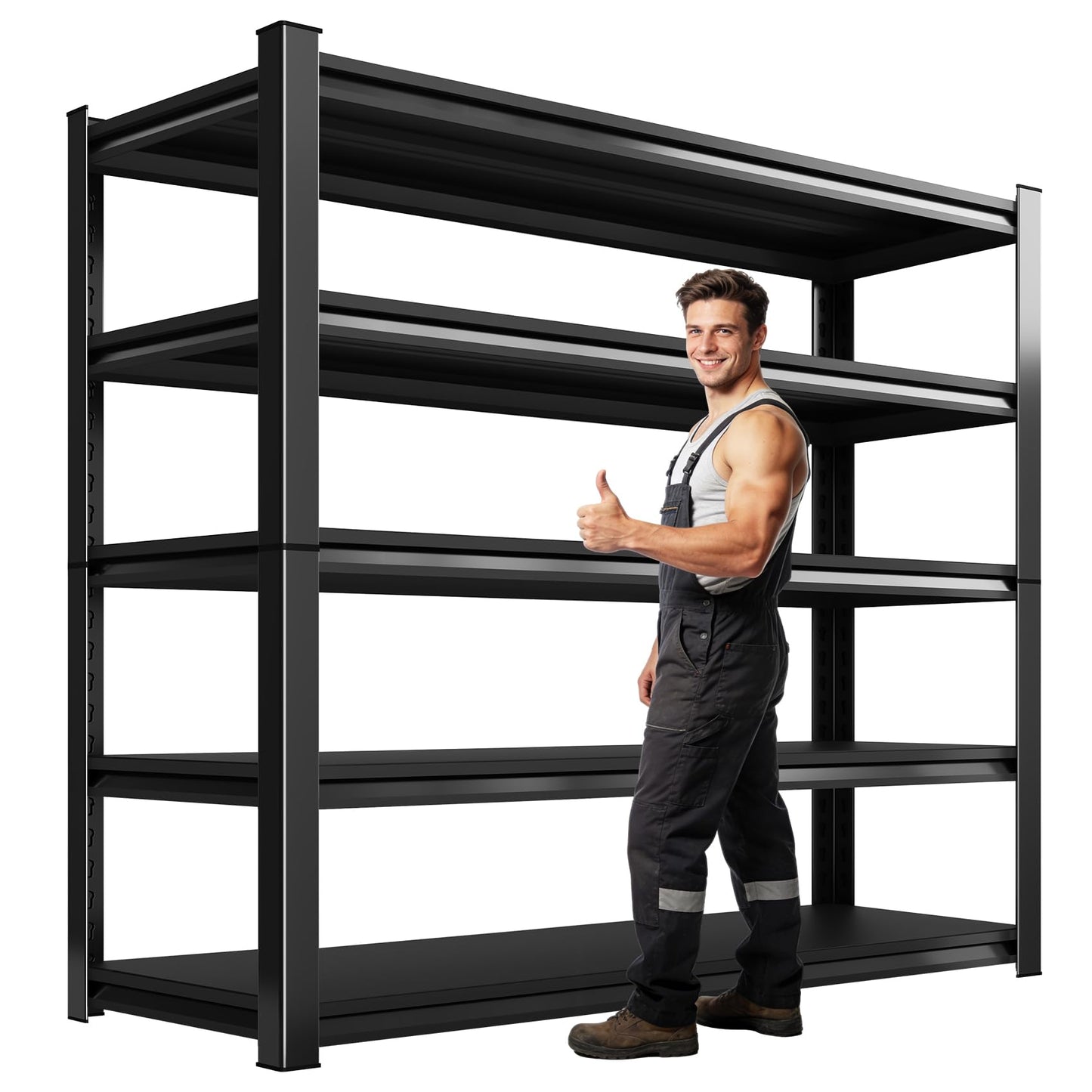 LLIIFFEE Garage Shelving, 5-Tier Garage Storage Shelves, 2000LBS Heavy Duty Shelves, 72" H x 59" W x 19.6" D Metal Shelving Unit, Utility Adjustable Storage Shelf for Warehouse, Basement, Closet