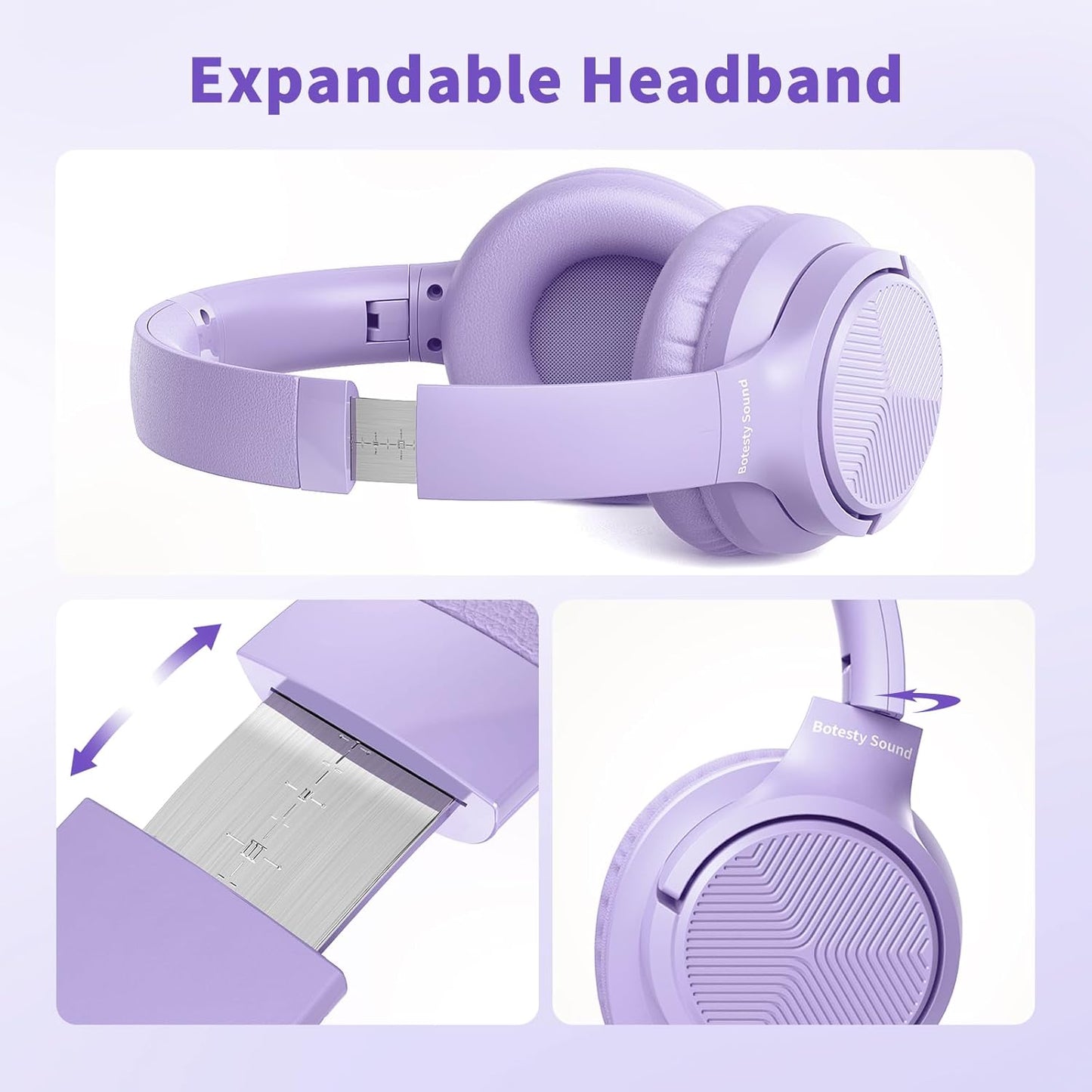 3.5mm 4.9ft MP3/4, Botesty Sound Headphones Wired with Microphone, Over Ear Foldable Plug in Headphones