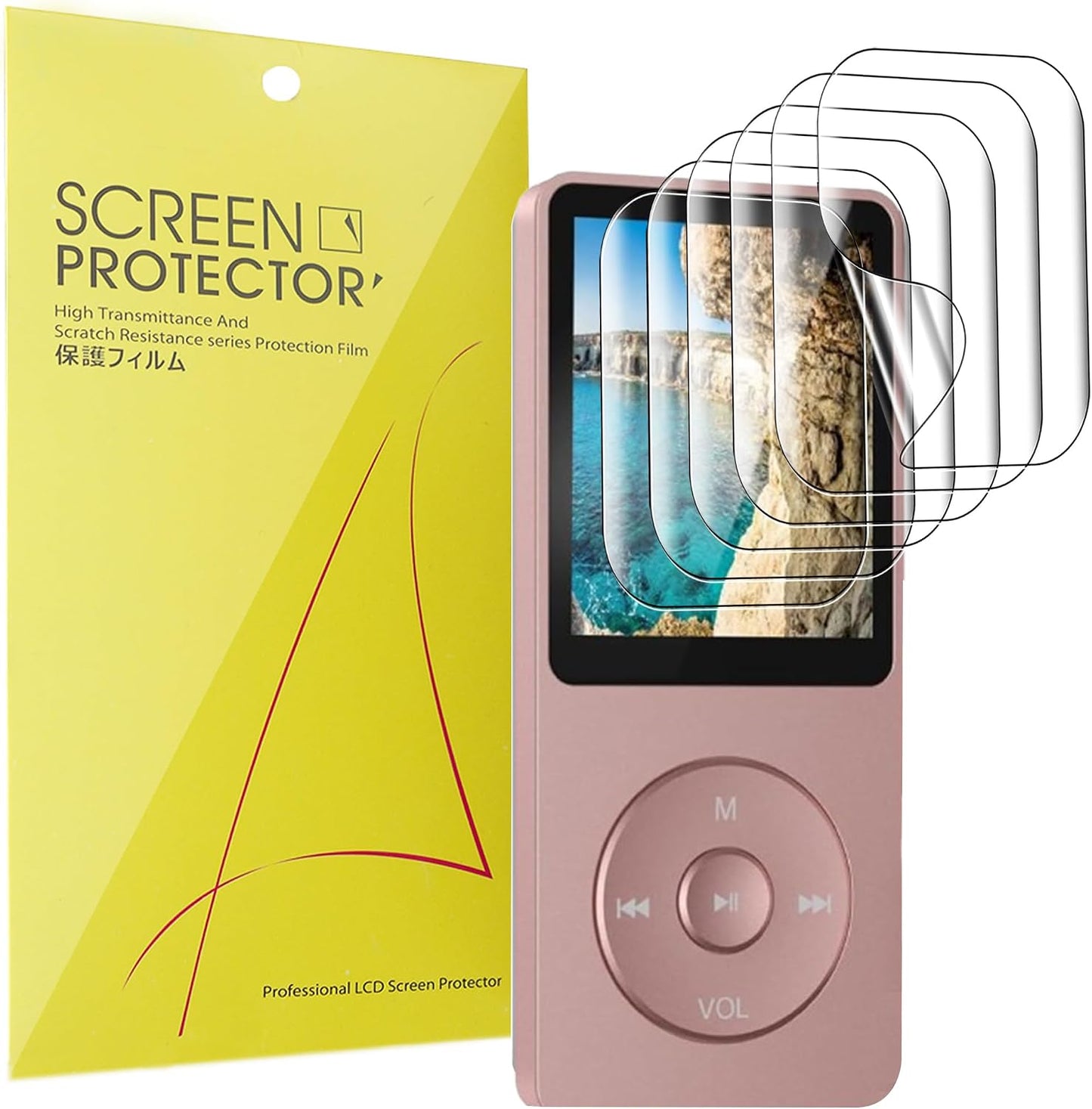Lamshaw A02 MP3 Player-1.8 Inches (TPU-6 Pack) Full Coverage TPU Clear Film Compatible for AGPTEK