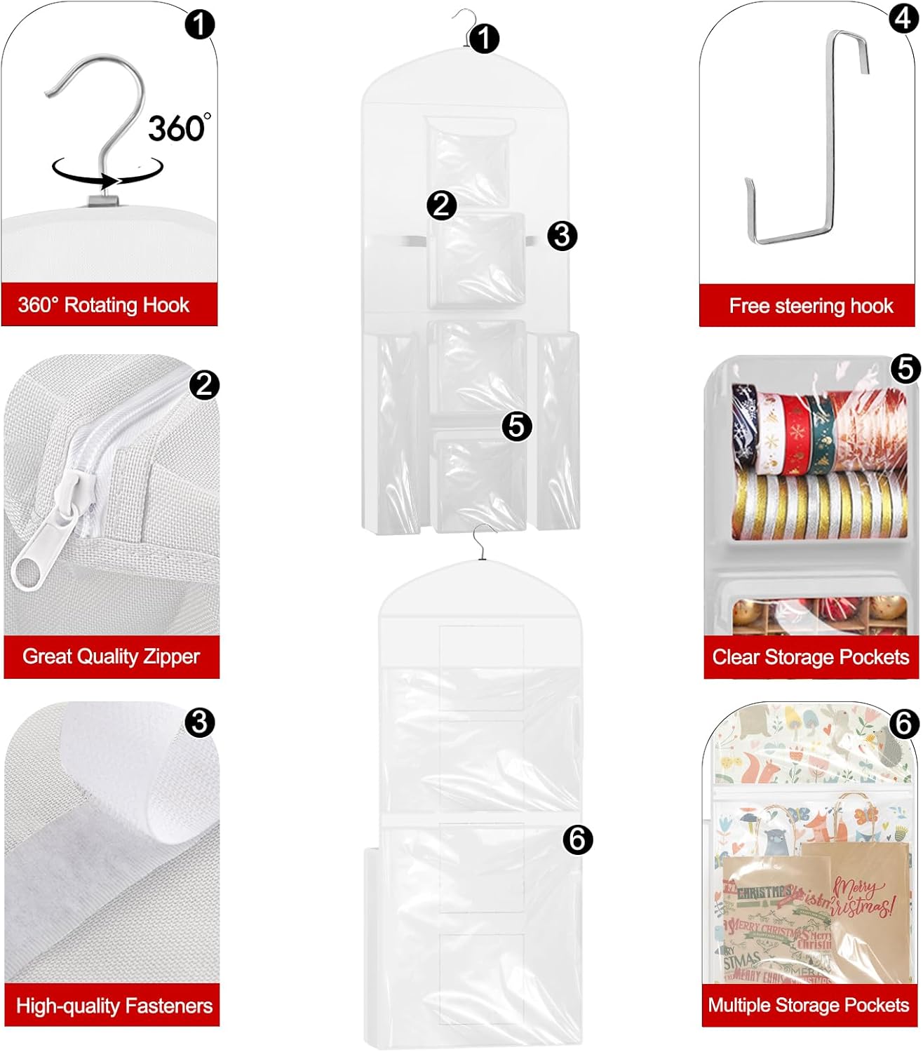 Woodoulogy Gift Wrapping Paper Storage Bag - 40" X 17" Double-Sided Christmas Organizer | Oxford Craft Roll Holder