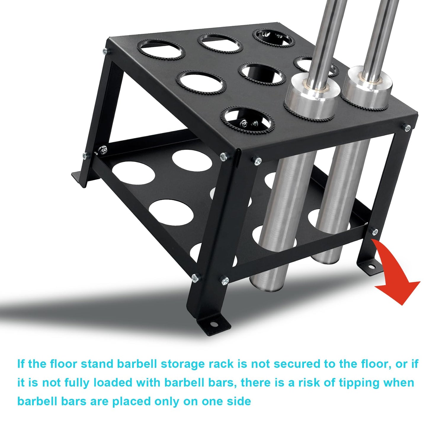 KSWLOR Barbell Holder Floor Stand - Heavy Duty Home Gym Organizer for 9 Barbells - Fits 2-inch Olympic & Curl Bars