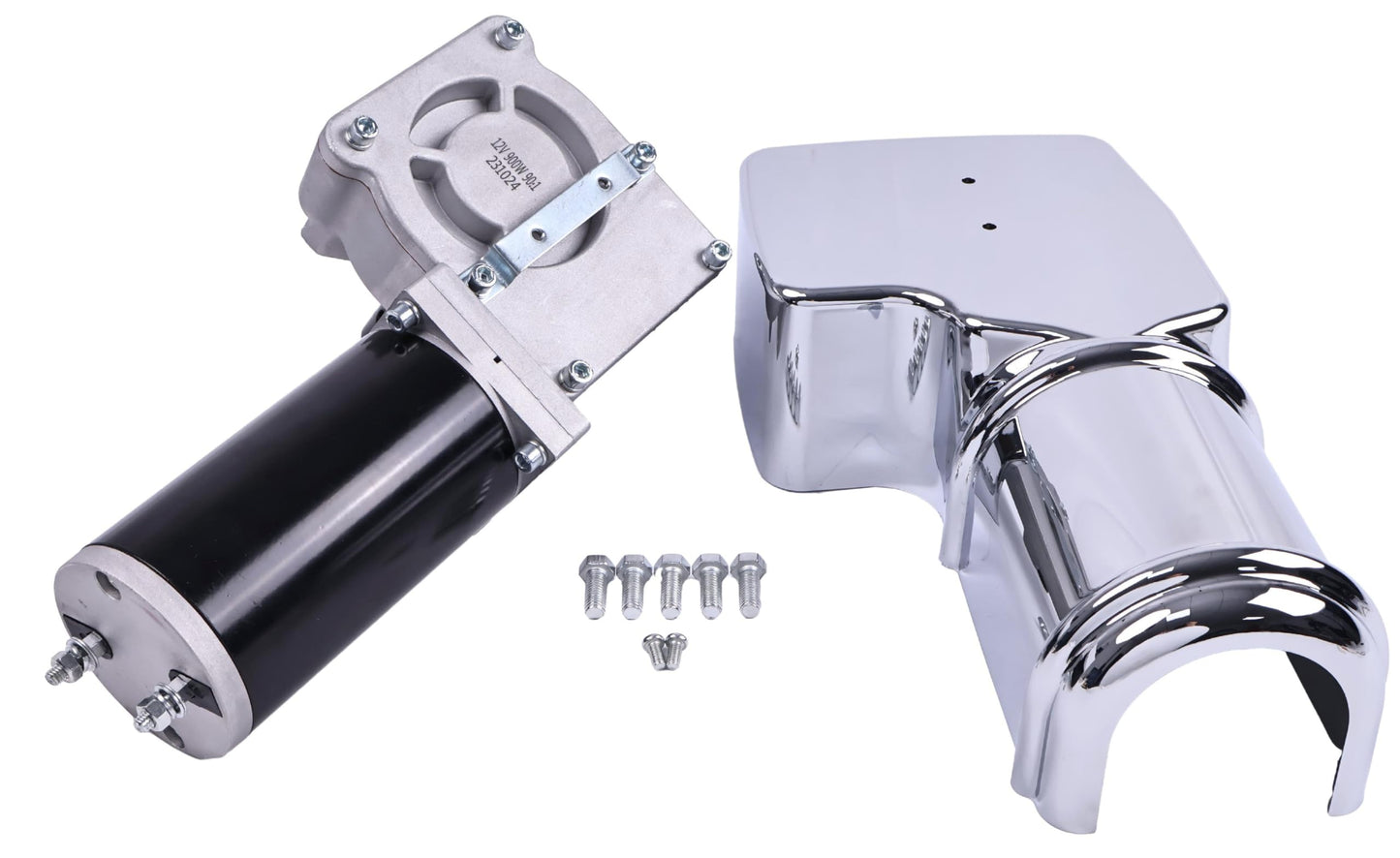 Solarhome 12V 1.2 HP 40 RPM 90:1 900 Watt Dump Truck Roll Tarp Motor with Chrome Cover