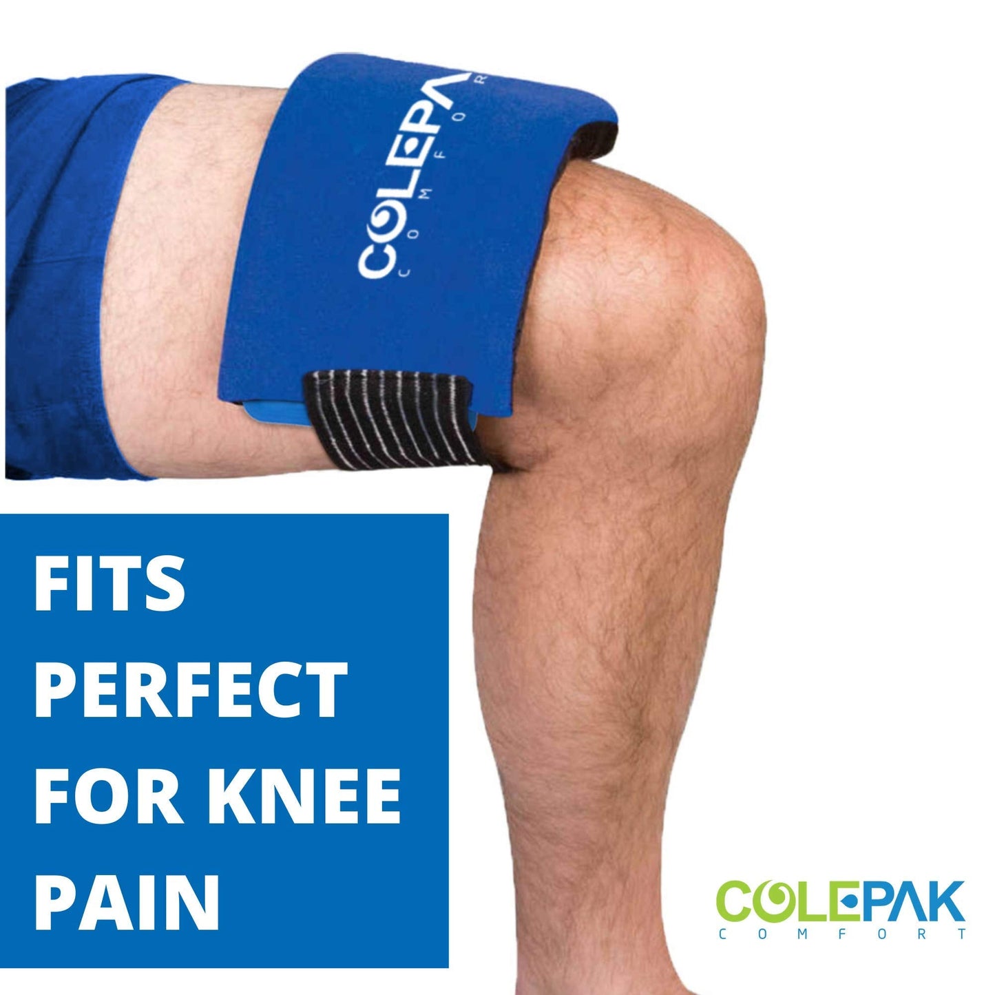 ColePak Comfort Ice Pack Sleeve - 5.5" x 9.5" Pouch Holder with Wide Elastic Strap (Ice Pack Not Included) Blue